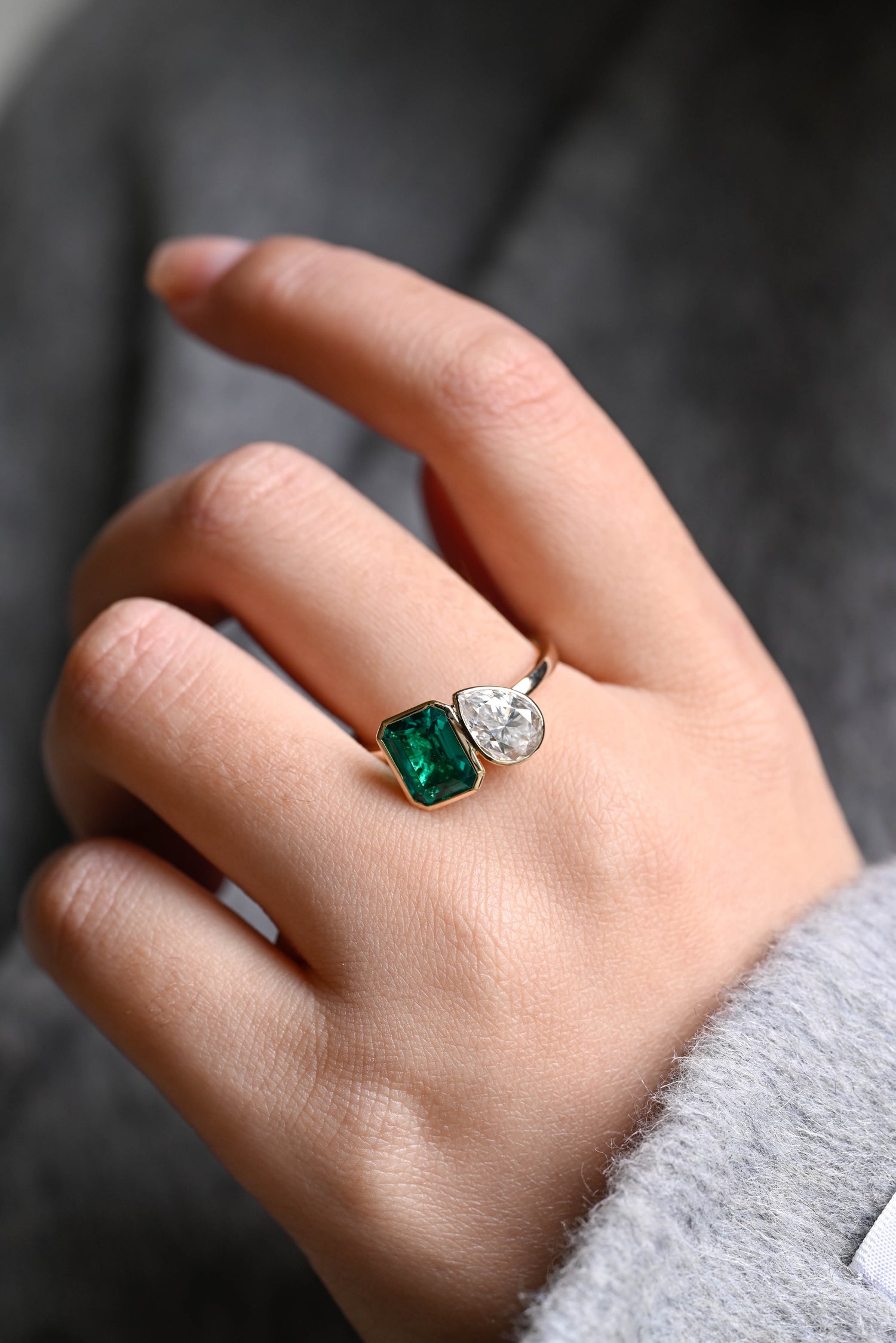 toi et moi moissanite engagement ring