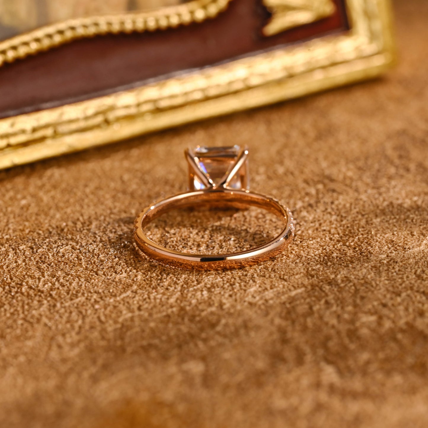 CausYou asscher cut diamond engagement ring CausYou Solid Gold D/VS1 Asscher Cut Lab Grown Diamond Engagement Ring, Half Pave Bridal Wedding Ring