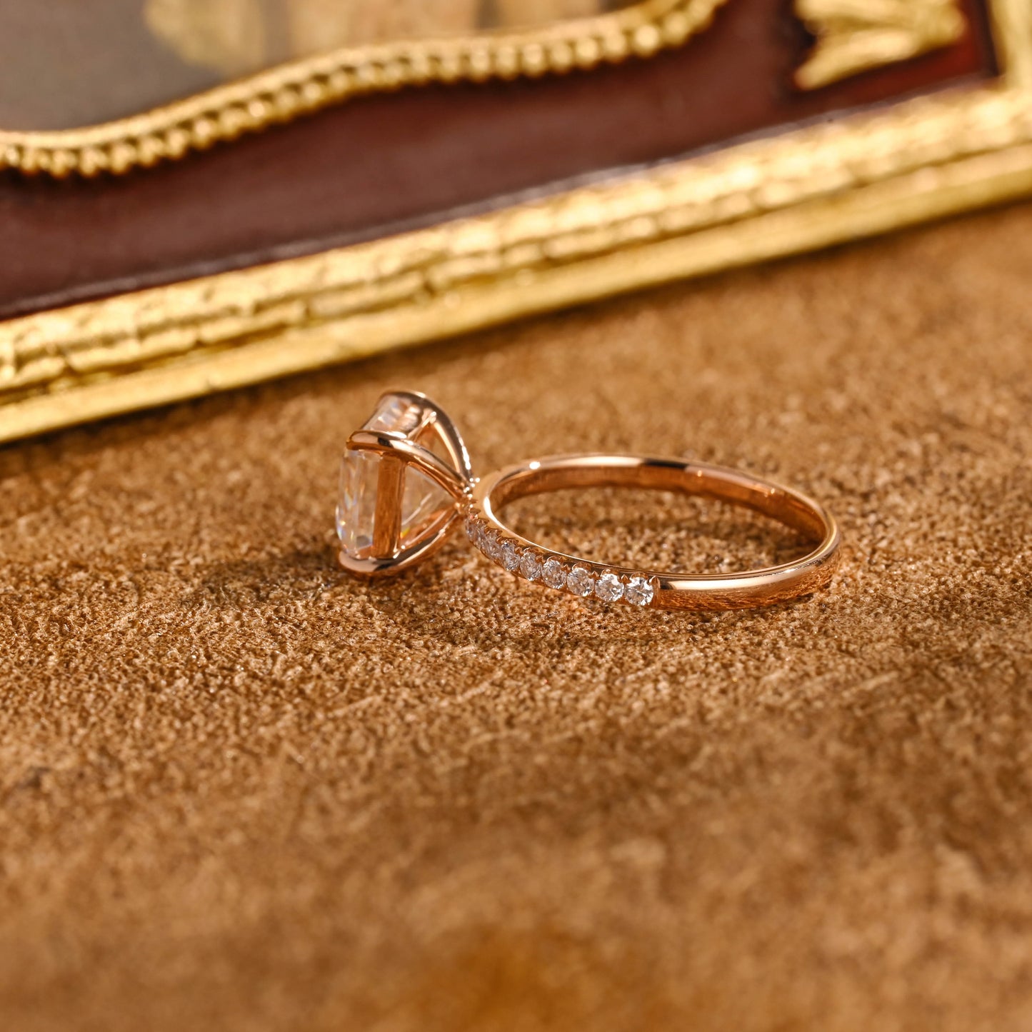 CausYou asscher cut diamond engagement ring CausYou Solid Gold D/VS1 Asscher Cut Lab Grown Diamond Engagement Ring, Half Pave Bridal Wedding Ring