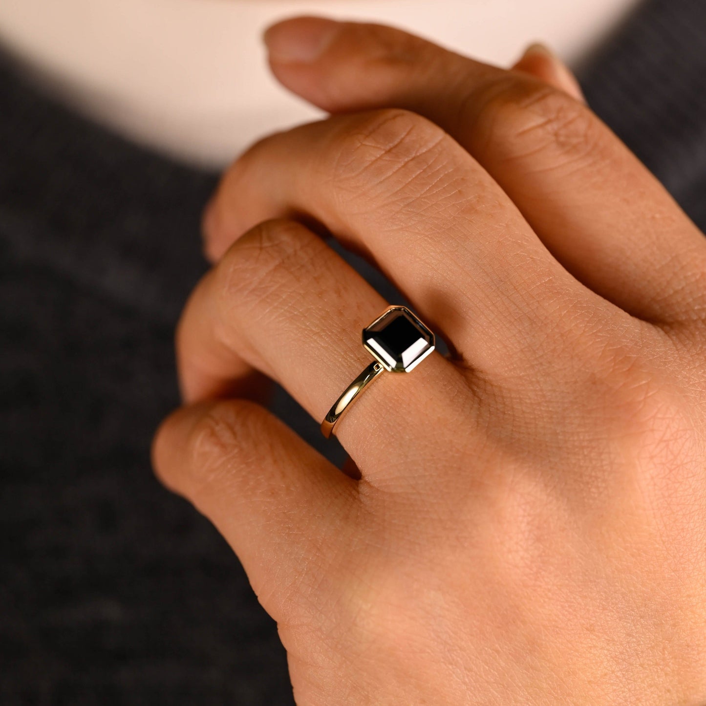 CausYou asscher cut moissanite engagement ring CausYou Solid Gold Asscher Cut Black Moissanite Engagement Ring, Wedding Ring, Promise Ring, Proposal Ring for Women Wife