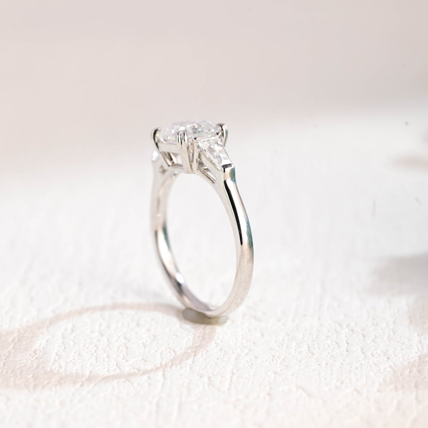 CausYou asscher cut moissanite engagement ring CausYou Solid Gold Asscher Cut Moissanite Engagement Ring, Double Claw Three Stone Promise Ring, Wedding Bridal Ring for Women