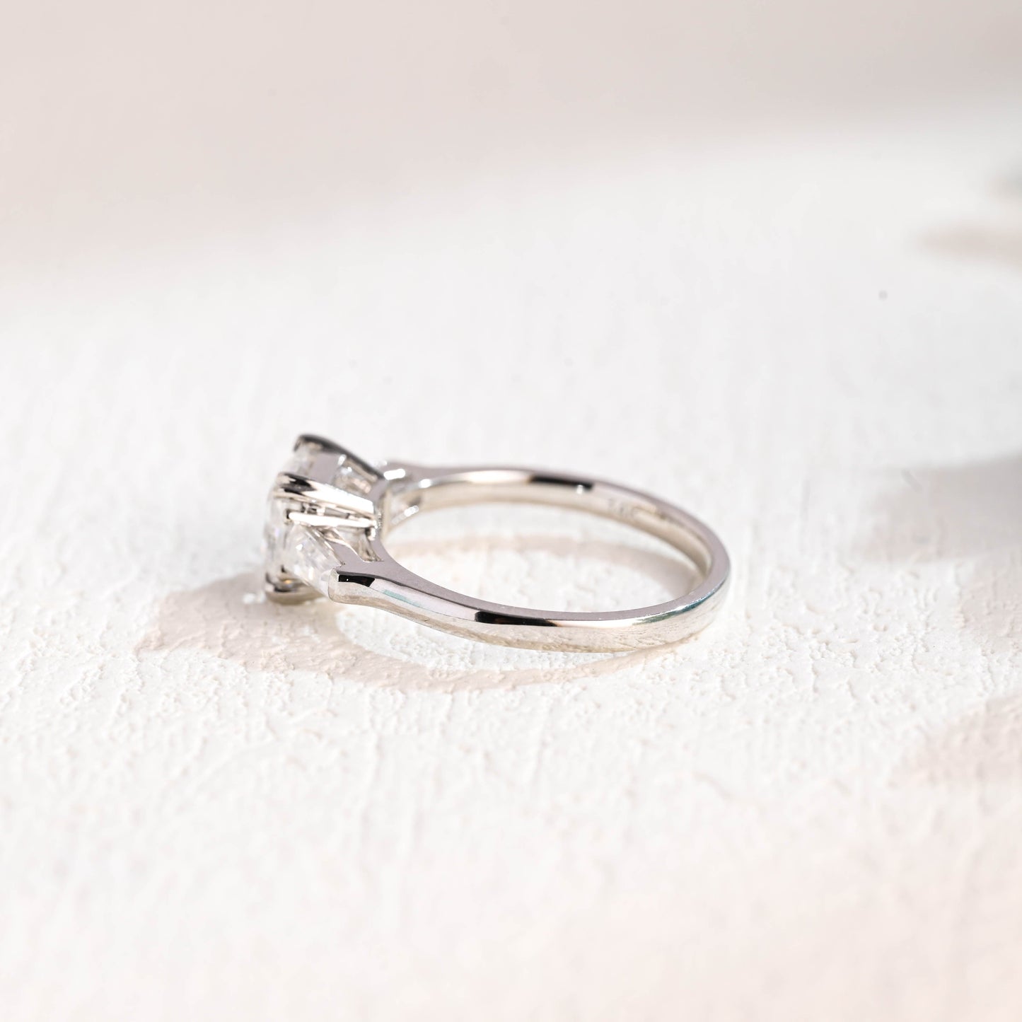 CausYou asscher cut moissanite engagement ring CausYou Solid Gold Asscher Cut Moissanite Engagement Ring, Double Claw Three Stone Promise Ring, Wedding Bridal Ring for Women