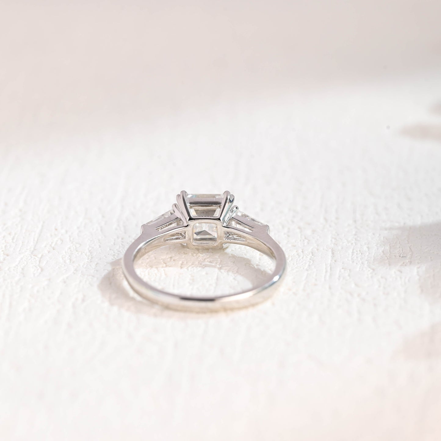 CausYou asscher cut moissanite engagement ring CausYou Solid Gold Asscher Cut Moissanite Engagement Ring, Double Claw Three Stone Promise Ring, Wedding Bridal Ring for Women