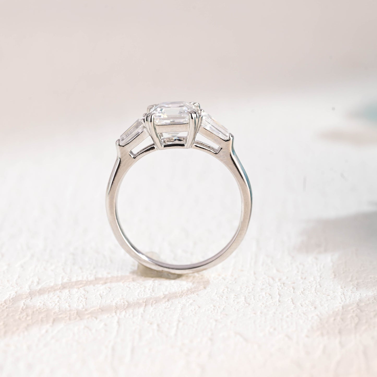 CausYou asscher cut moissanite engagement ring CausYou Solid Gold Asscher Cut Moissanite Engagement Ring, Double Claw Three Stone Promise Ring, Wedding Bridal Ring for Women