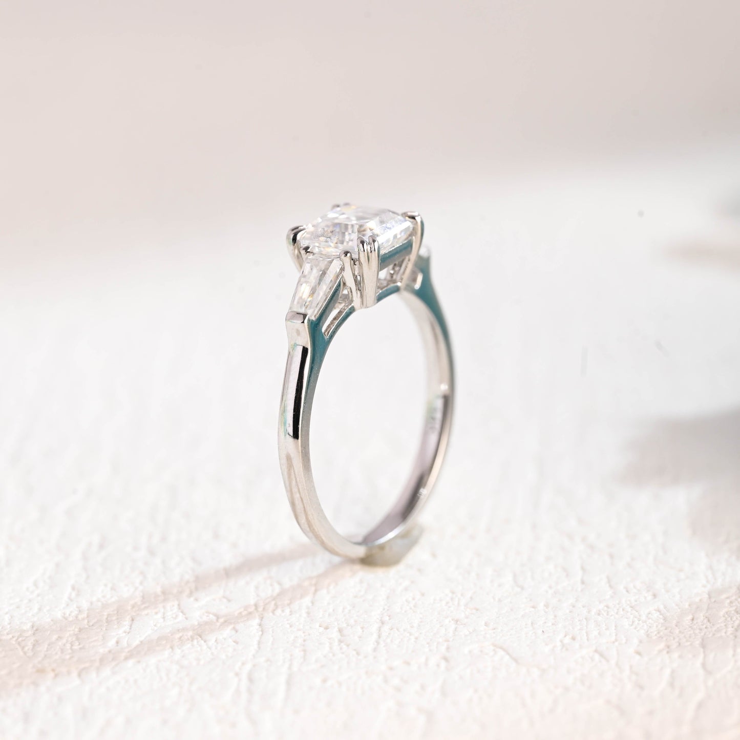 CausYou asscher cut moissanite engagement ring CausYou Solid Gold Asscher Cut Moissanite Engagement Ring, Double Claw Three Stone Promise Ring, Wedding Bridal Ring for Women