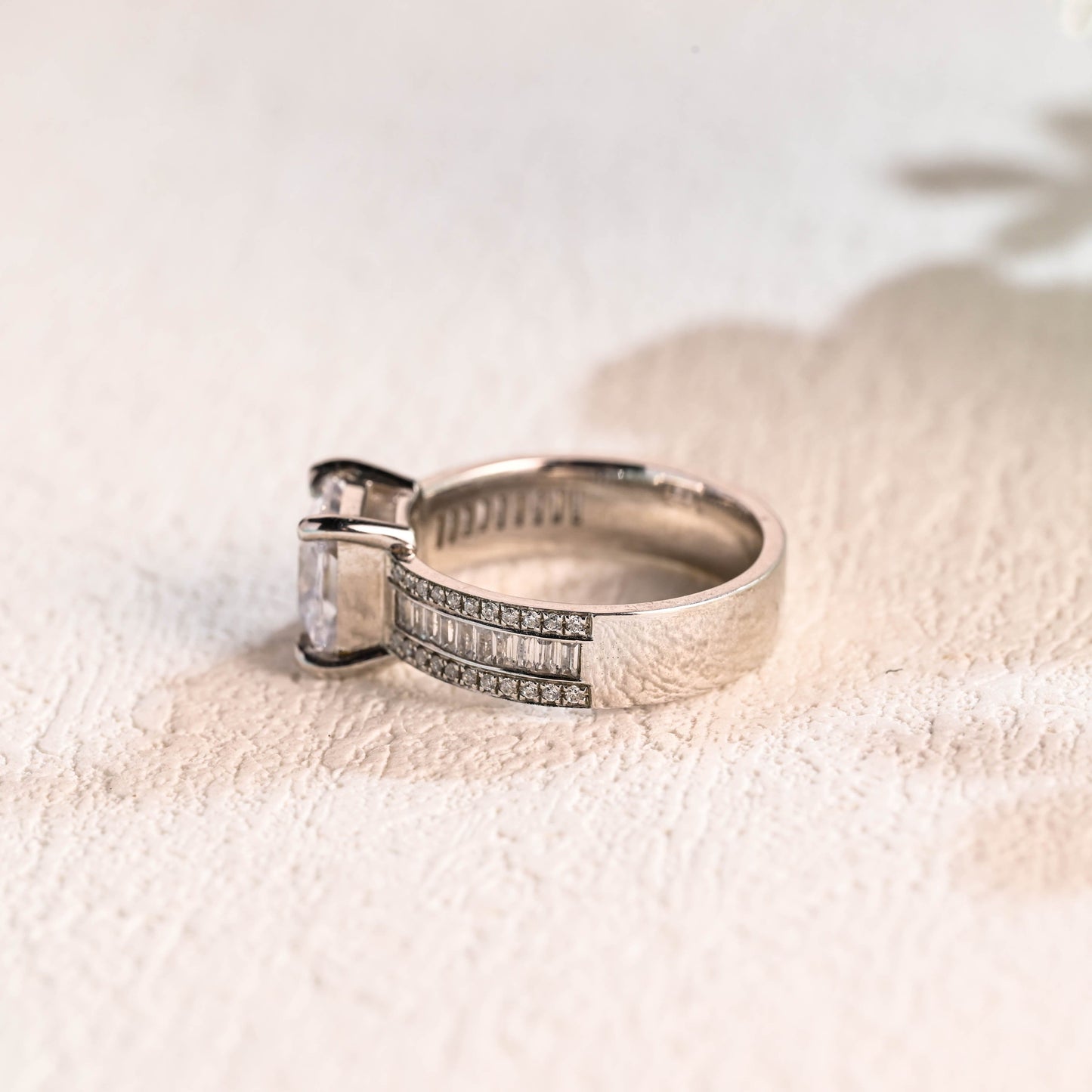 CausYou asscher cut moissanite engagement ring Solid Gold 5mm Width Asscher Cut Moissanite Engagement Ring, Baguette & Round Paved Promise Ring