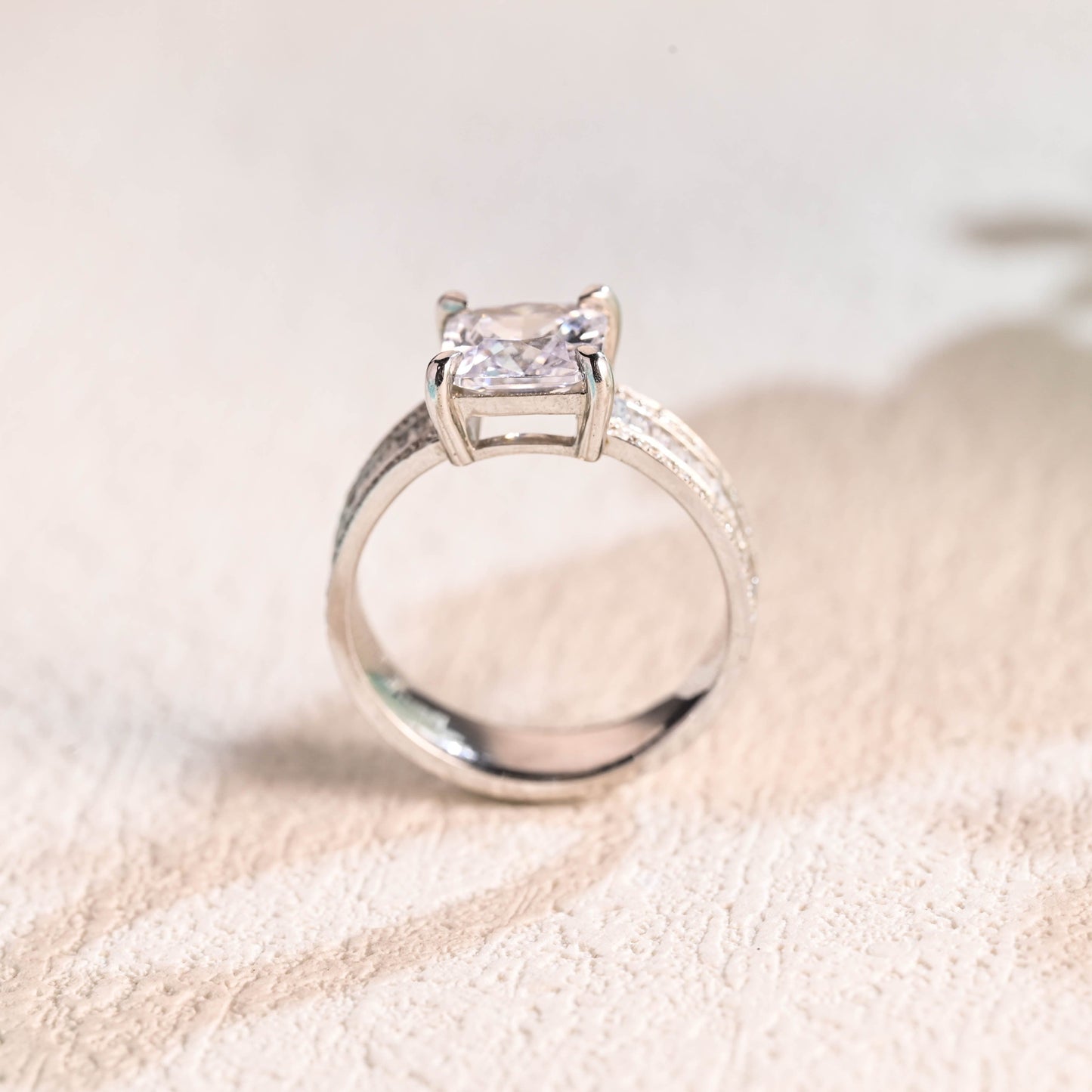 CausYou asscher cut moissanite engagement ring Solid Gold 5mm Width Asscher Cut Moissanite Engagement Ring, Baguette & Round Paved Promise Ring