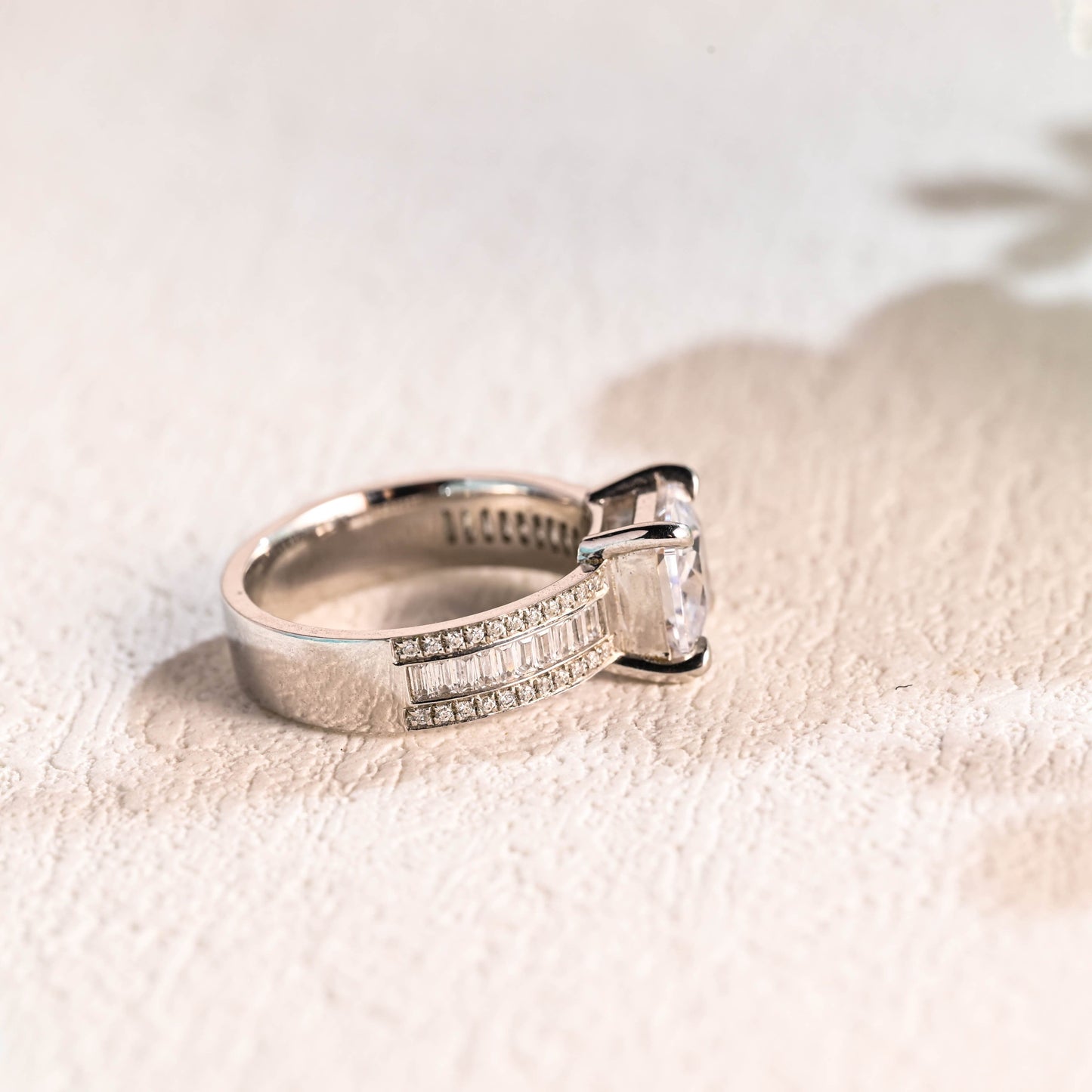 CausYou asscher cut moissanite engagement ring Solid Gold 5mm Width Asscher Cut Moissanite Engagement Ring, Baguette & Round Paved Promise Ring