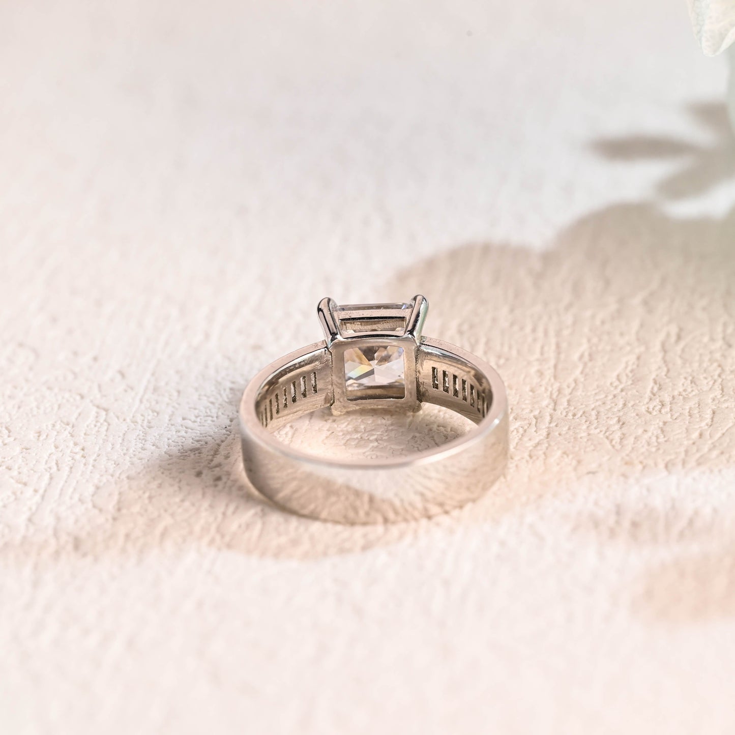 CausYou asscher cut moissanite engagement ring Solid Gold 5mm Width Asscher Cut Moissanite Engagement Ring, Baguette & Round Paved Promise Ring