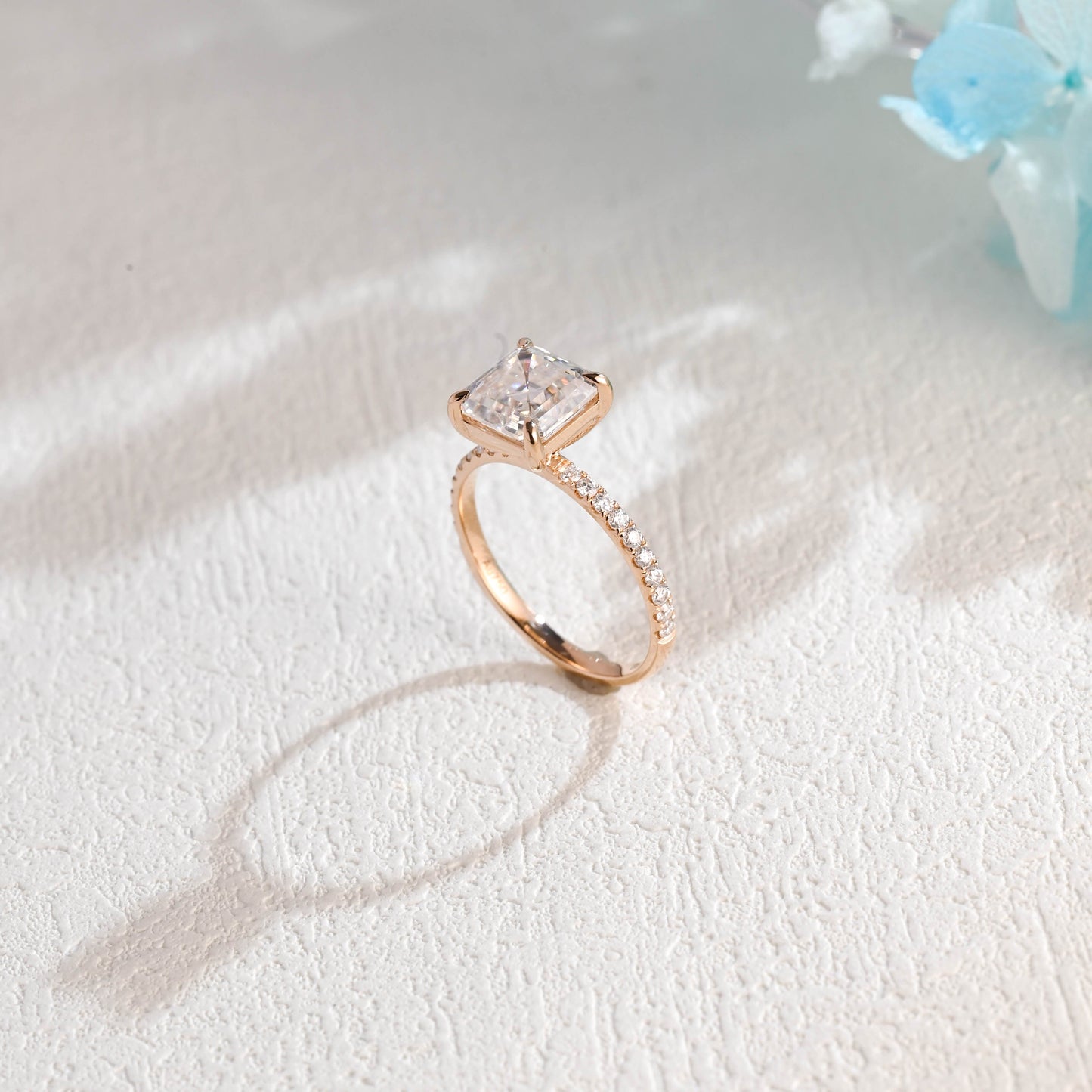 CausYou asscher cut moissanite engagement ring Solid Gold Asscher Cut Moissanite Engagement Ring, Promise Ring, Proposal Ring, Gift for Woman, Wife