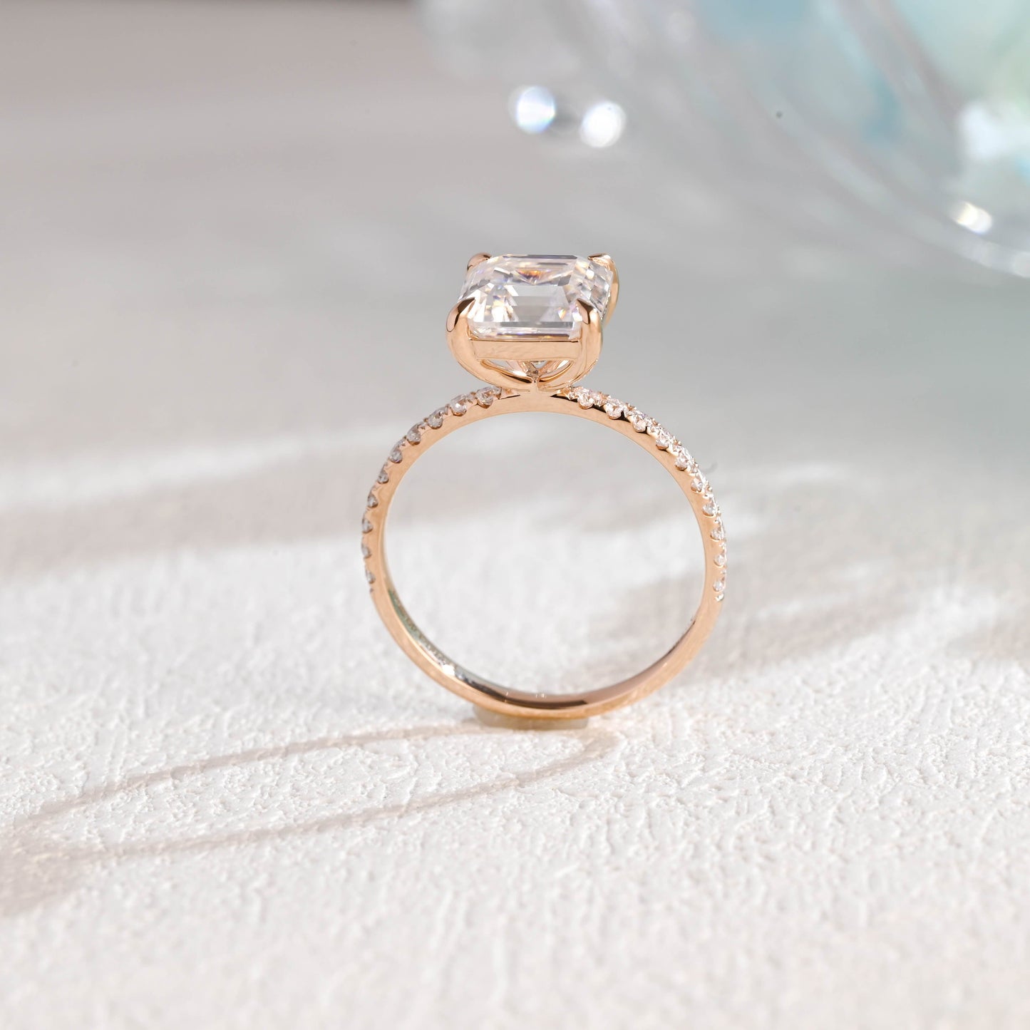 CausYou asscher cut moissanite engagement ring Solid Gold Asscher Cut Moissanite Engagement Ring, Promise Ring, Proposal Ring, Gift for Woman, Wife