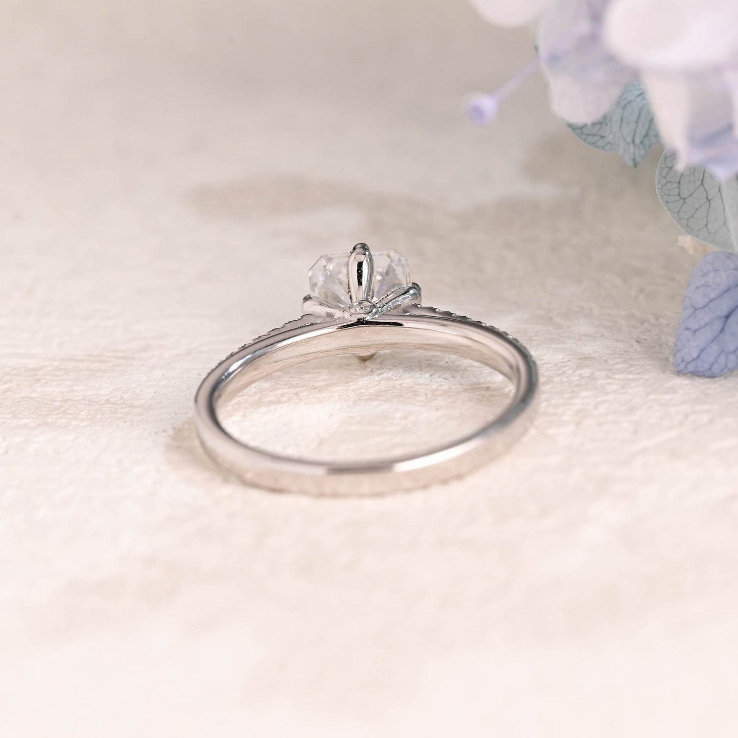 CausYou asscher cut moissanite engagement ring Solid Gold Hidden Halo Asscher Cut Moissanite Engagement Ring