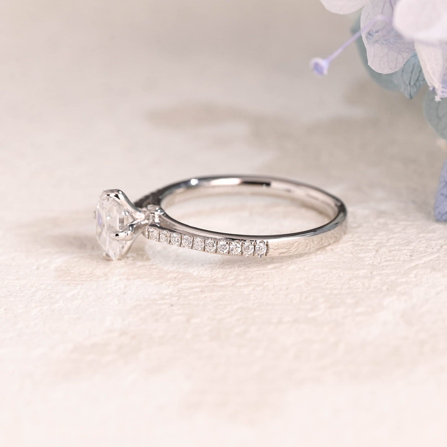 CausYou asscher cut moissanite engagement ring Solid Gold Hidden Halo Asscher Cut Moissanite Engagement Ring