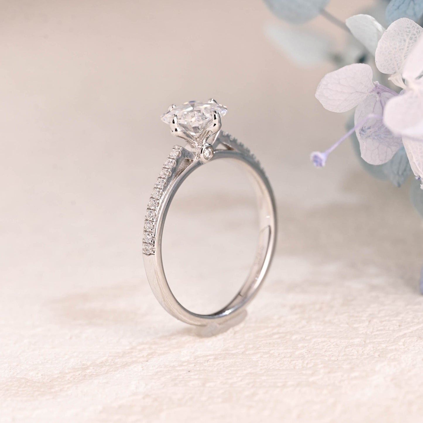 CausYou asscher cut moissanite engagement ring Solid Gold Hidden Halo Asscher Cut Moissanite Engagement Ring