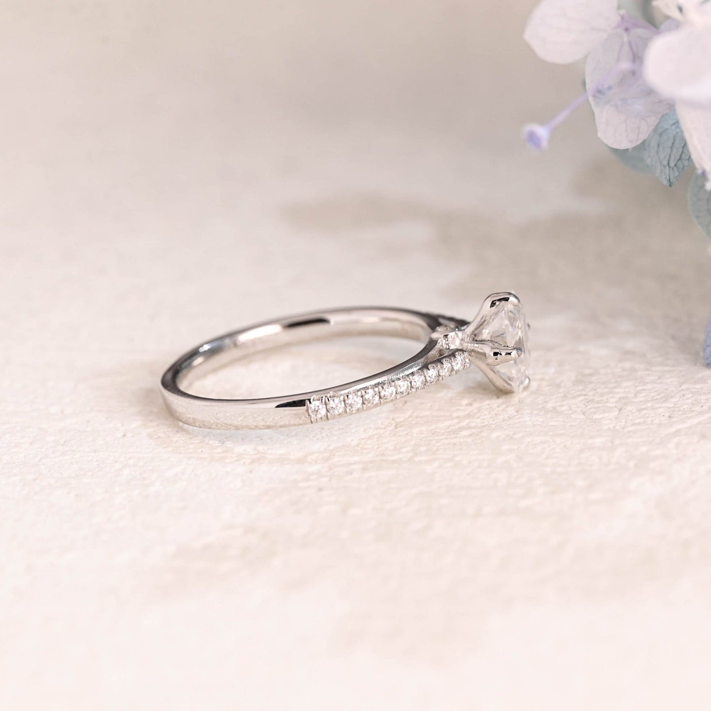 CausYou asscher cut moissanite engagement ring Solid Gold Hidden Halo Asscher Cut Moissanite Engagement Ring