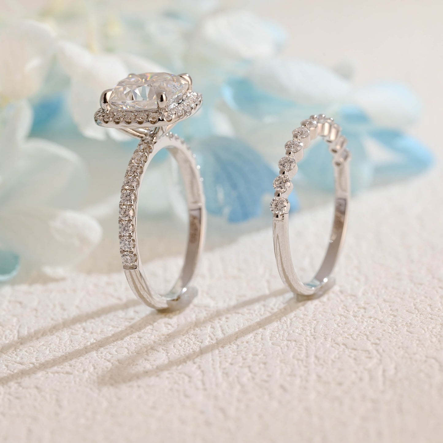 CausYou cushion cut Bridal Set CausYou Solid Gold Cushion Cut Moissanite Engagement Ring and Wedding Ring Set, Bridal Set, Gift for Woman, Wife