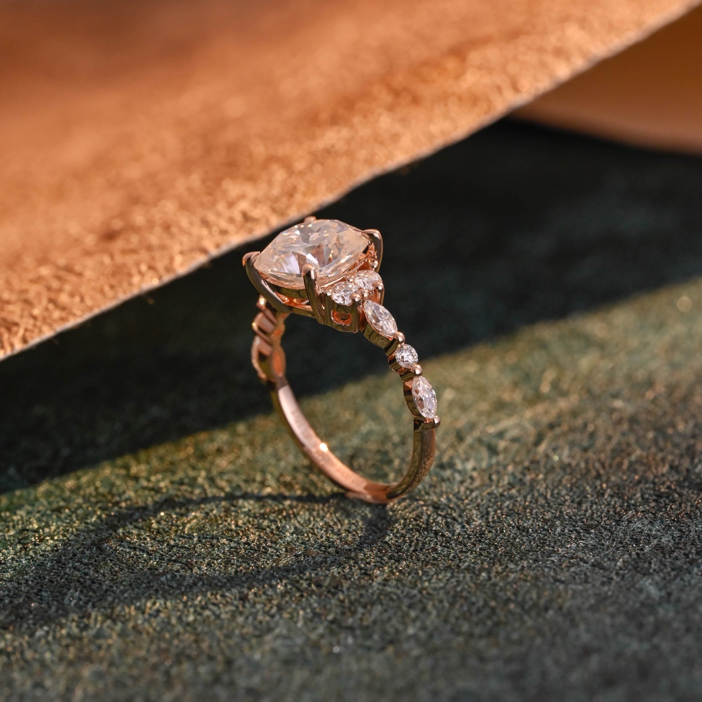 CausYou cushion cut diamond engagement ring CausYou Solid Gold D/VS1 Cushion Cut Lab Grown Diamond Ring, Cluster Engagement Wedding Ring for Women