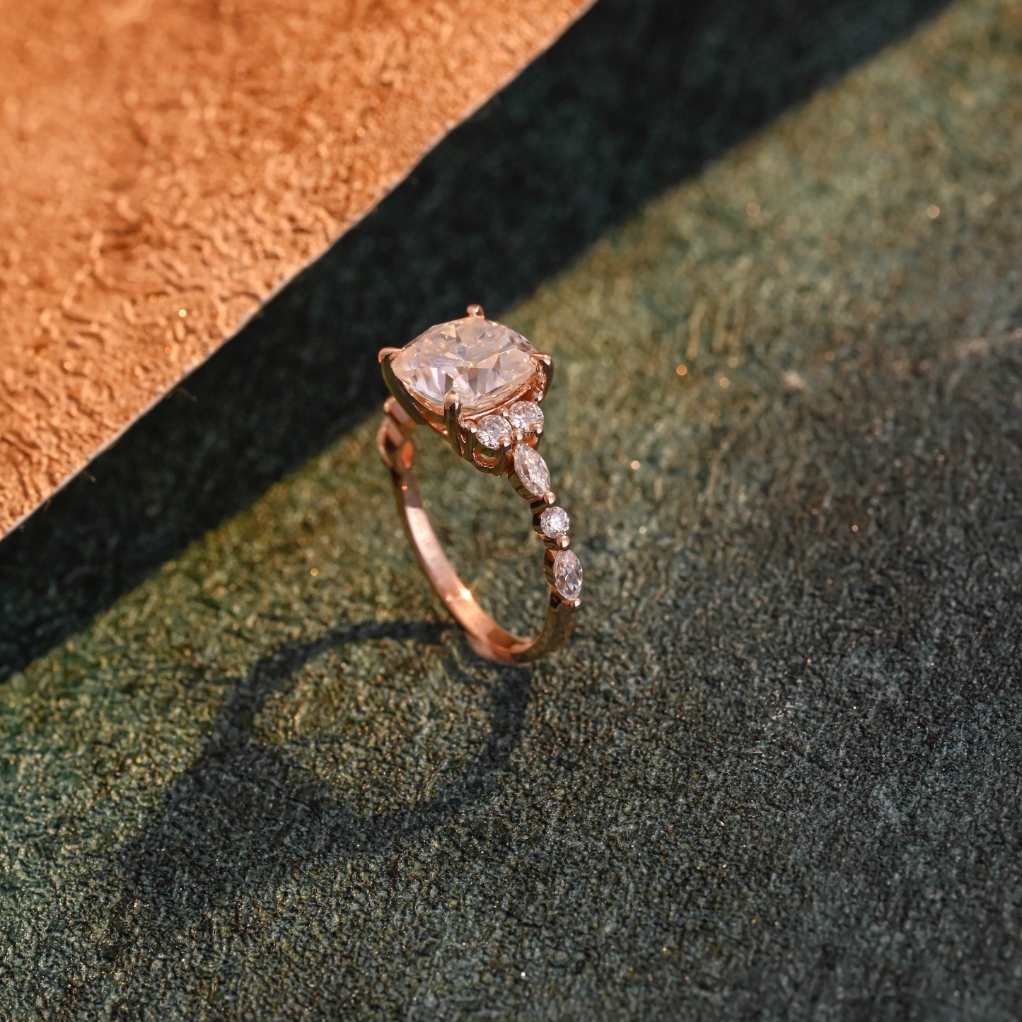 CausYou cushion cut diamond engagement ring CausYou Solid Gold D/VS1 Cushion Cut Lab Grown Diamond Ring, Cluster Engagement Wedding Ring for Women