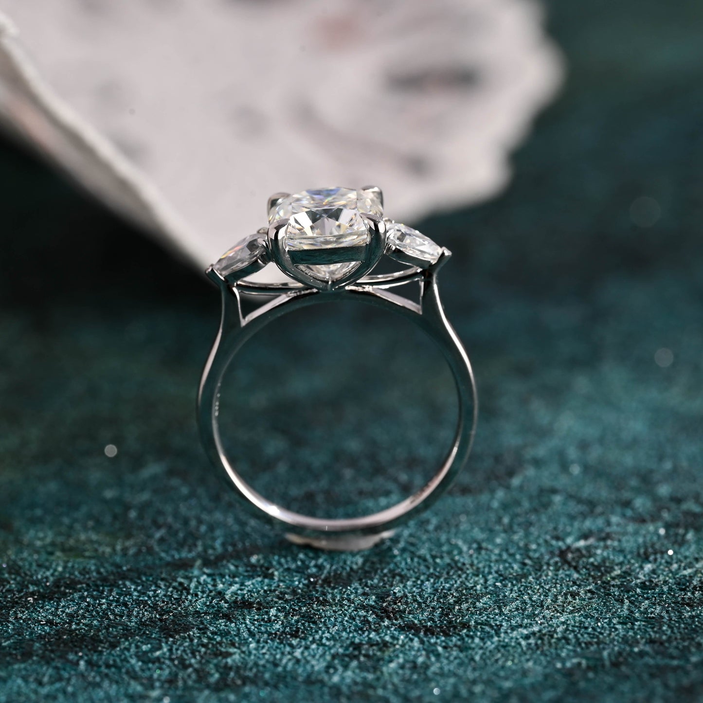 CausYou cushion cut diamond engagement ring CausYou Solid Gold D/VS1 Cushion Cut Lab Grown Diamond Ring, Pear Side Stones Engagement Wedding Ring for Women