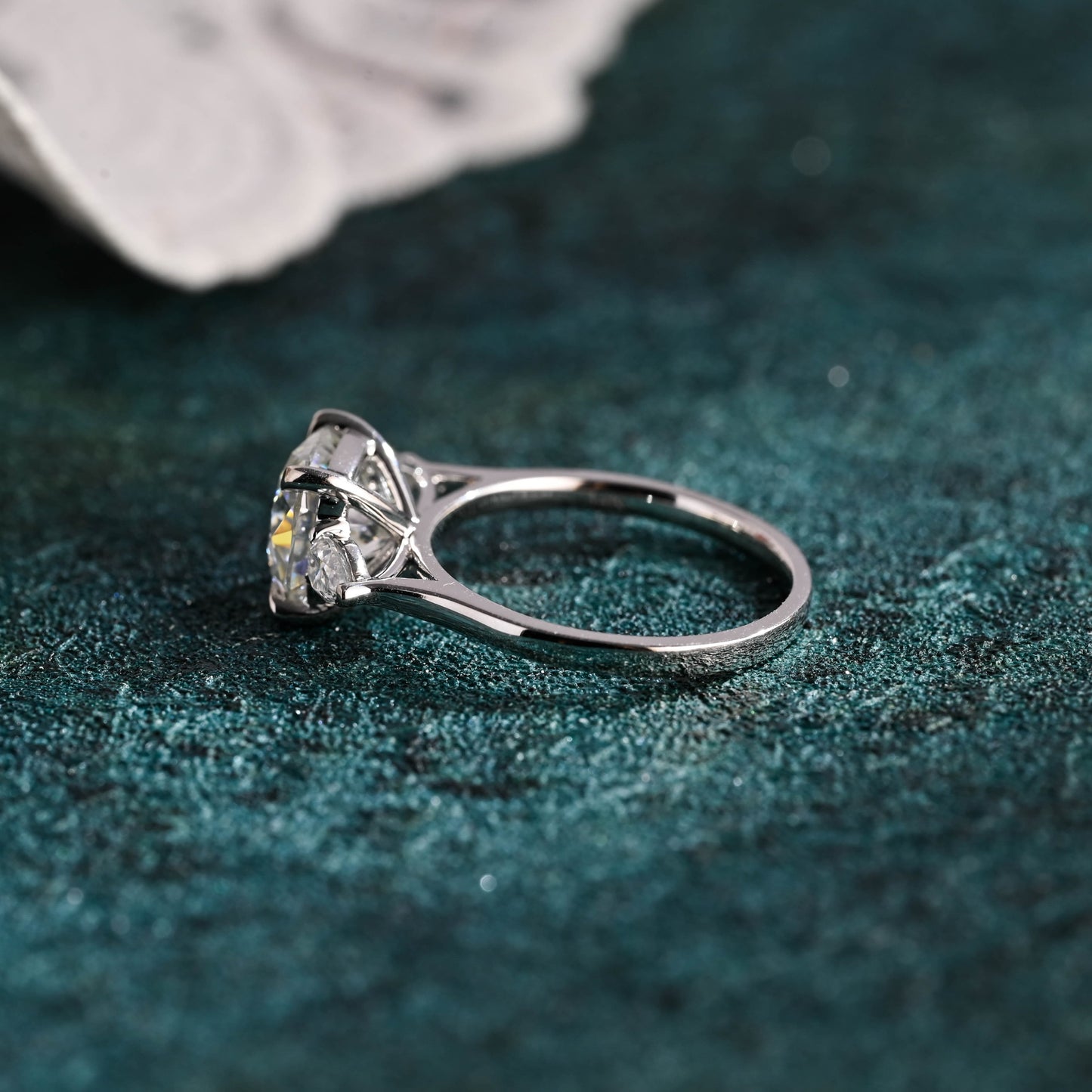 CausYou cushion cut diamond engagement ring CausYou Solid Gold D/VS1 Cushion Cut Lab Grown Diamond Ring, Pear Side Stones Engagement Wedding Ring for Women