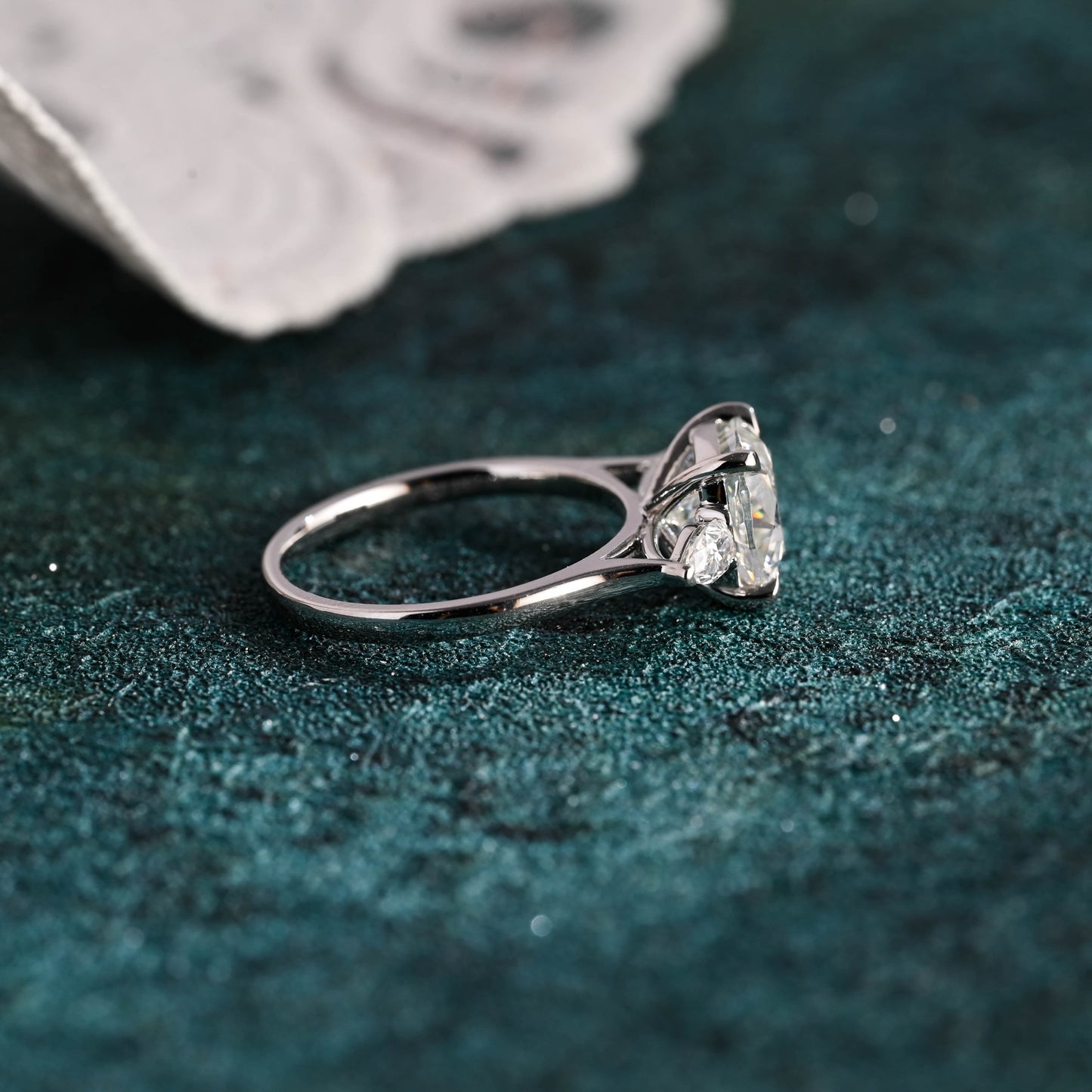 CausYou cushion cut diamond engagement ring CausYou Solid Gold D/VS1 Cushion Cut Lab Grown Diamond Ring, Pear Side Stones Engagement Wedding Ring for Women