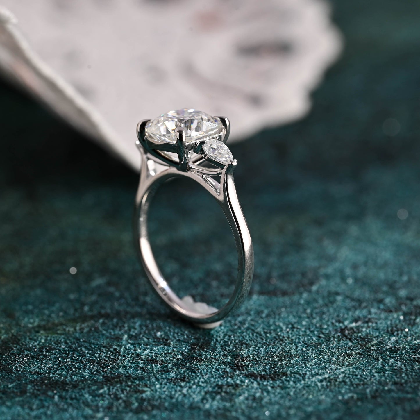 CausYou cushion cut diamond engagement ring CausYou Solid Gold D/VS1 Cushion Cut Lab Grown Diamond Ring, Pear Side Stones Engagement Wedding Ring for Women