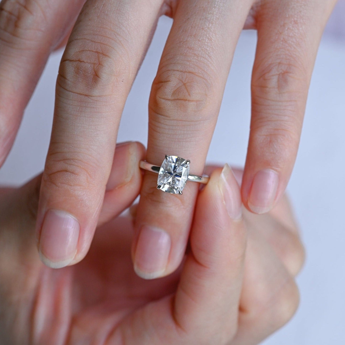 CausYou cushion cut diamond engagement ring CausYou Solid Gold D/VS1 Elongated Cushion Cut Lab Grown Diamond Engagement Ring