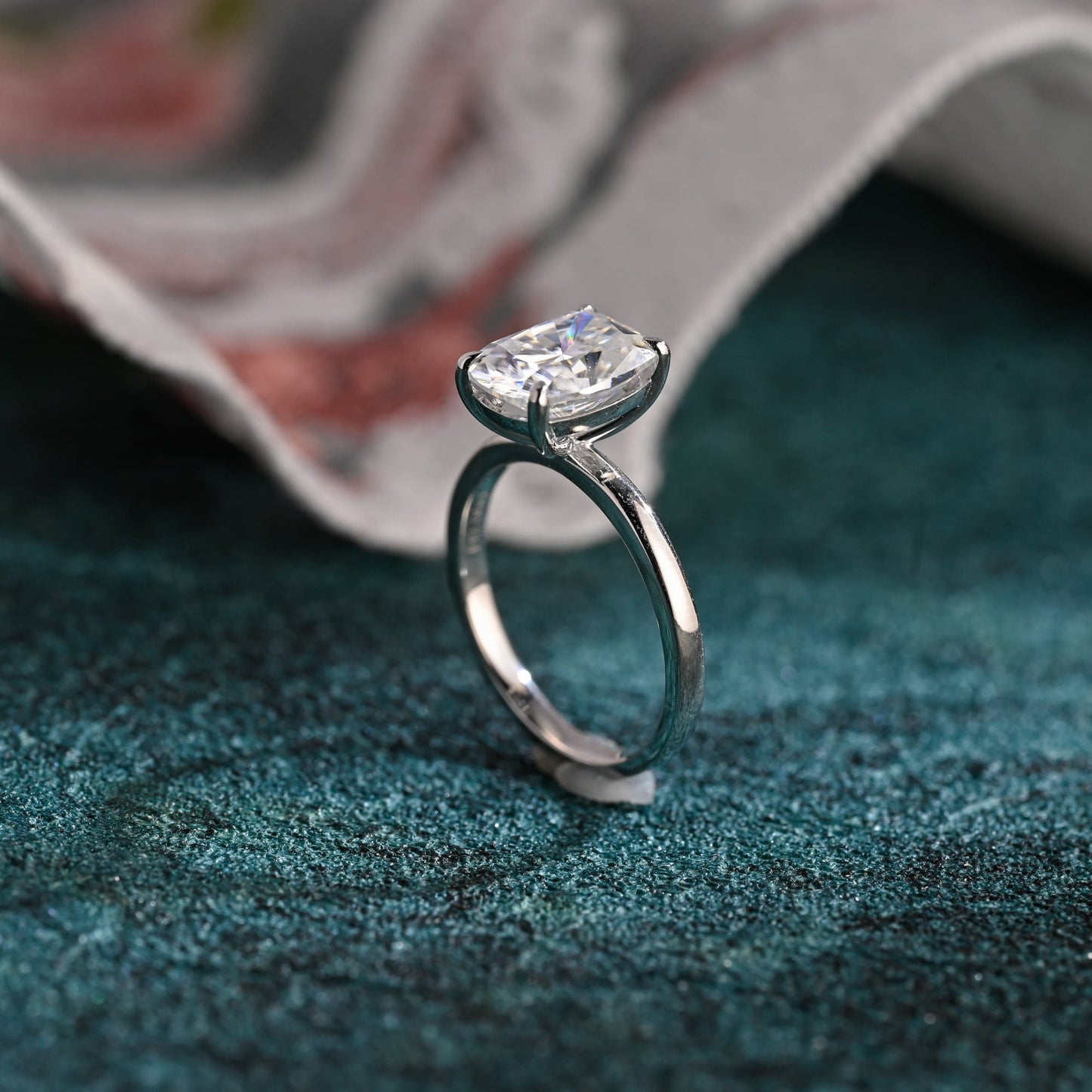 CausYou cushion cut diamond engagement ring CausYou Solid Gold D/VS1 Elongated Cushion Cut Lab Grown Diamond Engagement Ring