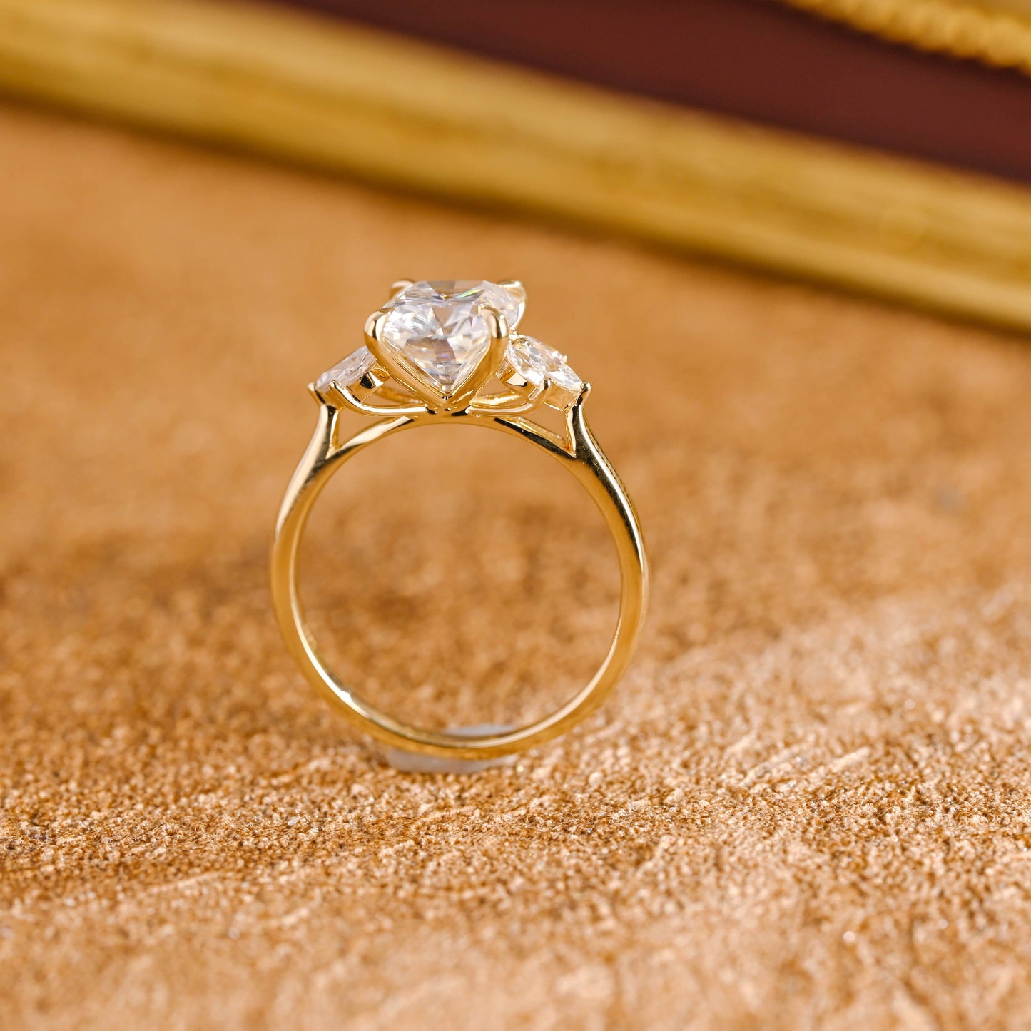 CausYou cushion cut diamond engagement ring CausYou Solid Gold D/VS1 Elongated Cushion Cut Lab Grown Diamond Engagement Ring, Side Stone Wedding Ring