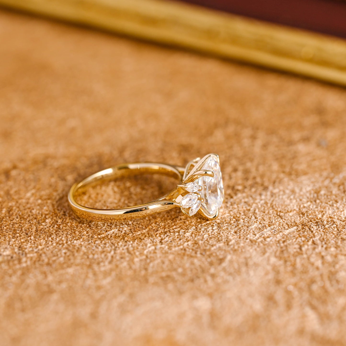 CausYou cushion cut diamond engagement ring CausYou Solid Gold D/VS1 Elongated Cushion Cut Lab Grown Diamond Engagement Ring, Side Stone Wedding Ring