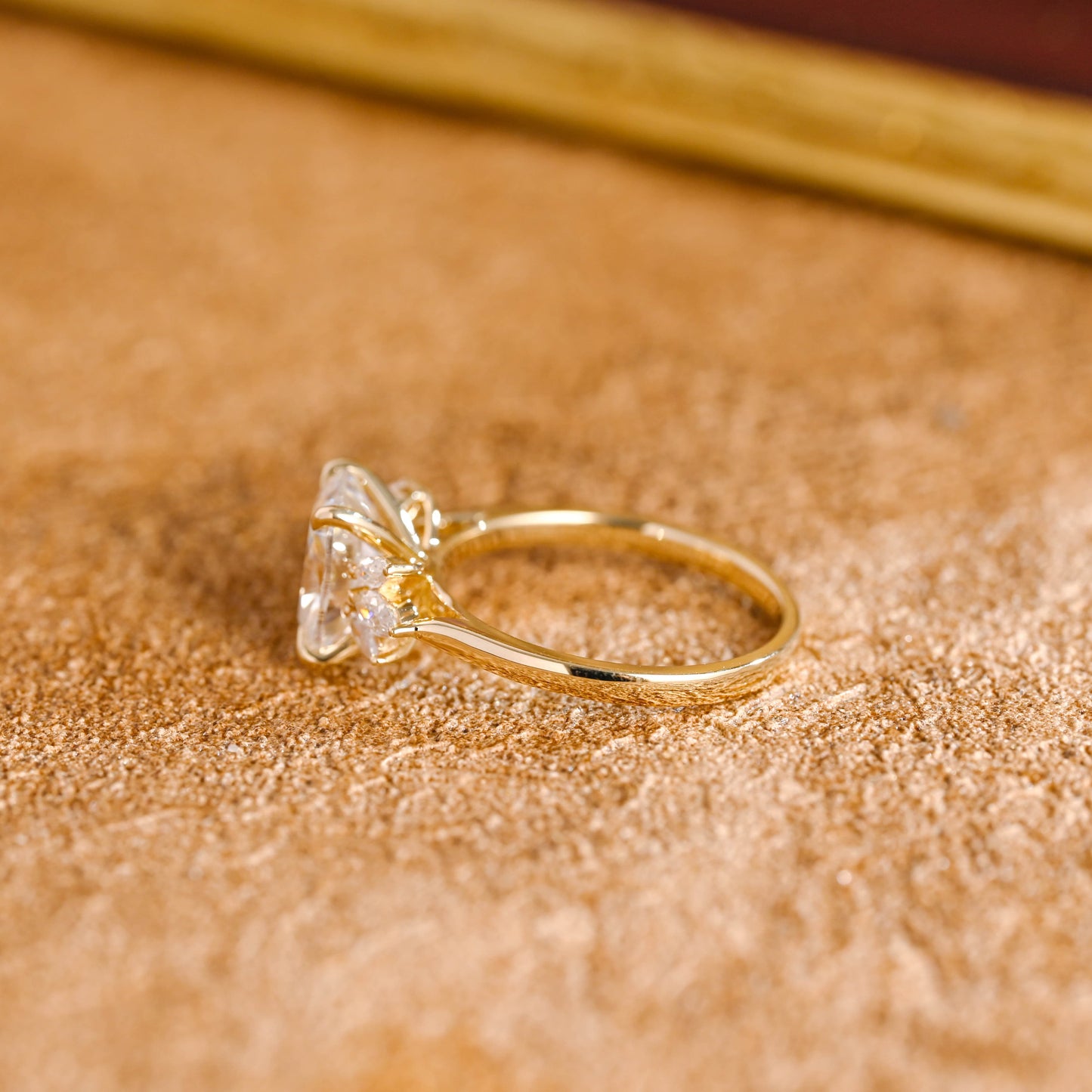 CausYou cushion cut diamond engagement ring CausYou Solid Gold D/VS1 Elongated Cushion Cut Lab Grown Diamond Engagement Ring, Side Stone Wedding Ring