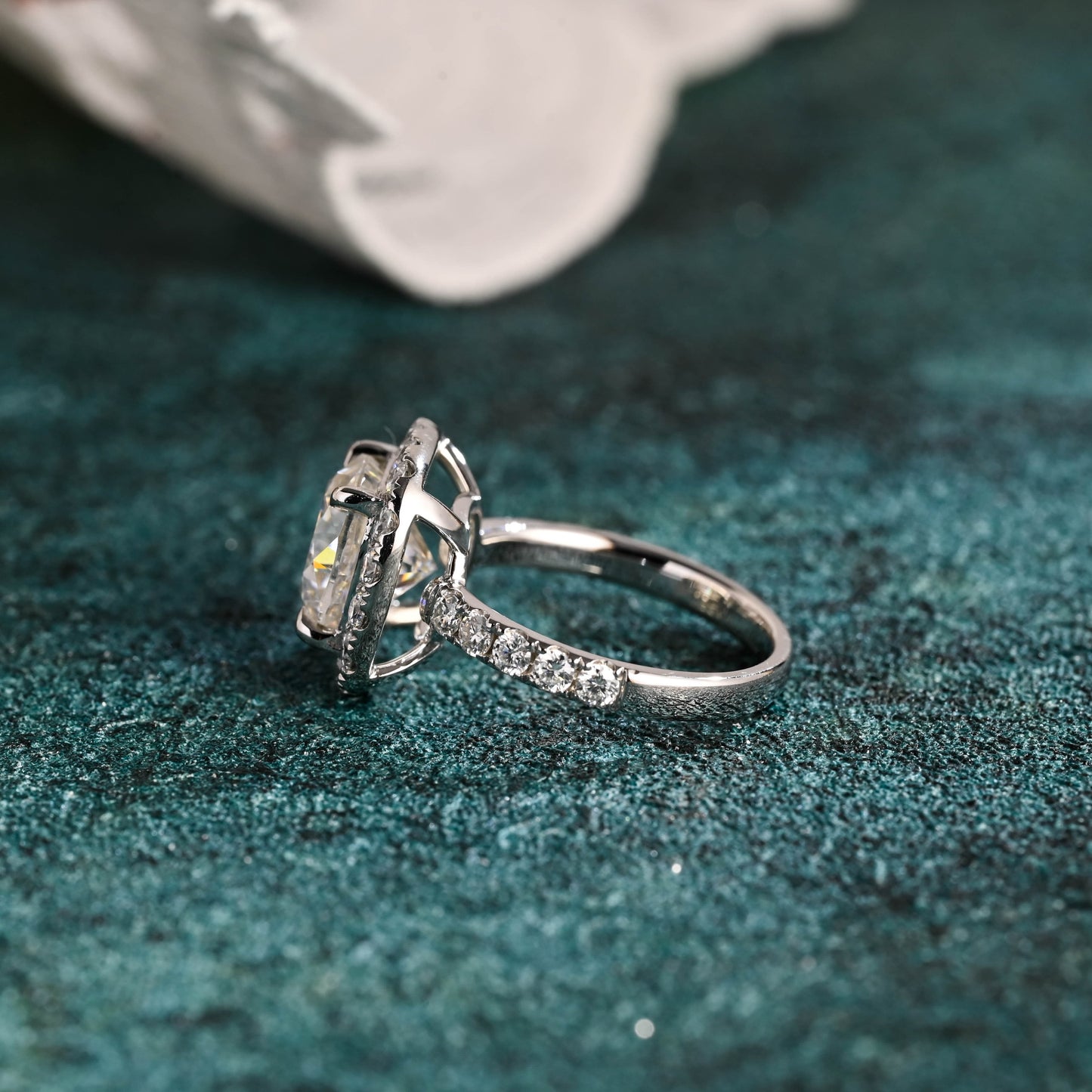 CausYou cushion cut diamond engagement ring CausYou Solid Gold Halo D/VS1 Cushion Cut Diamond Engagement Ring Lab Grown Diamond Ring, Paved Promise Ring, Gift for Women, Wife
