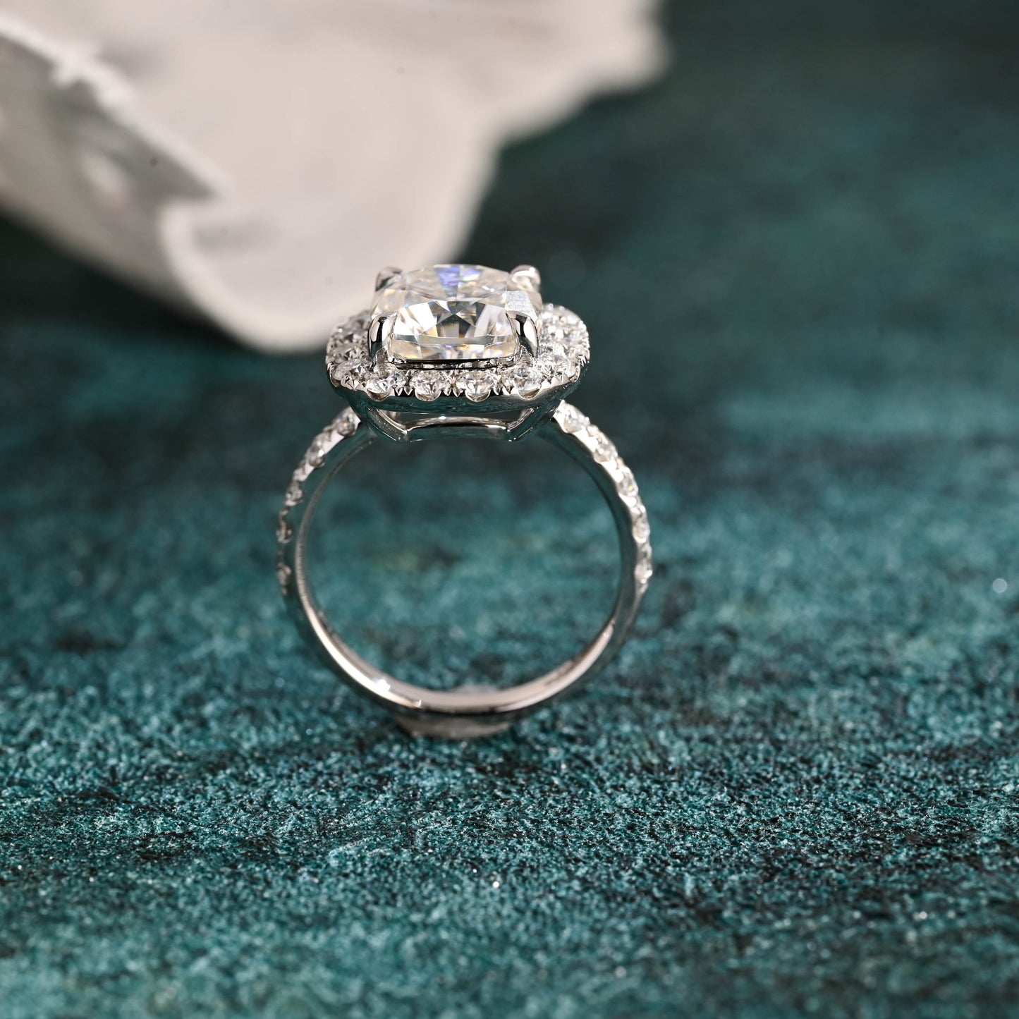 CausYou cushion cut diamond engagement ring CausYou Solid Gold Halo D/VS1 Cushion Cut Diamond Engagement Ring Lab Grown Diamond Ring, Paved Promise Ring, Gift for Women, Wife
