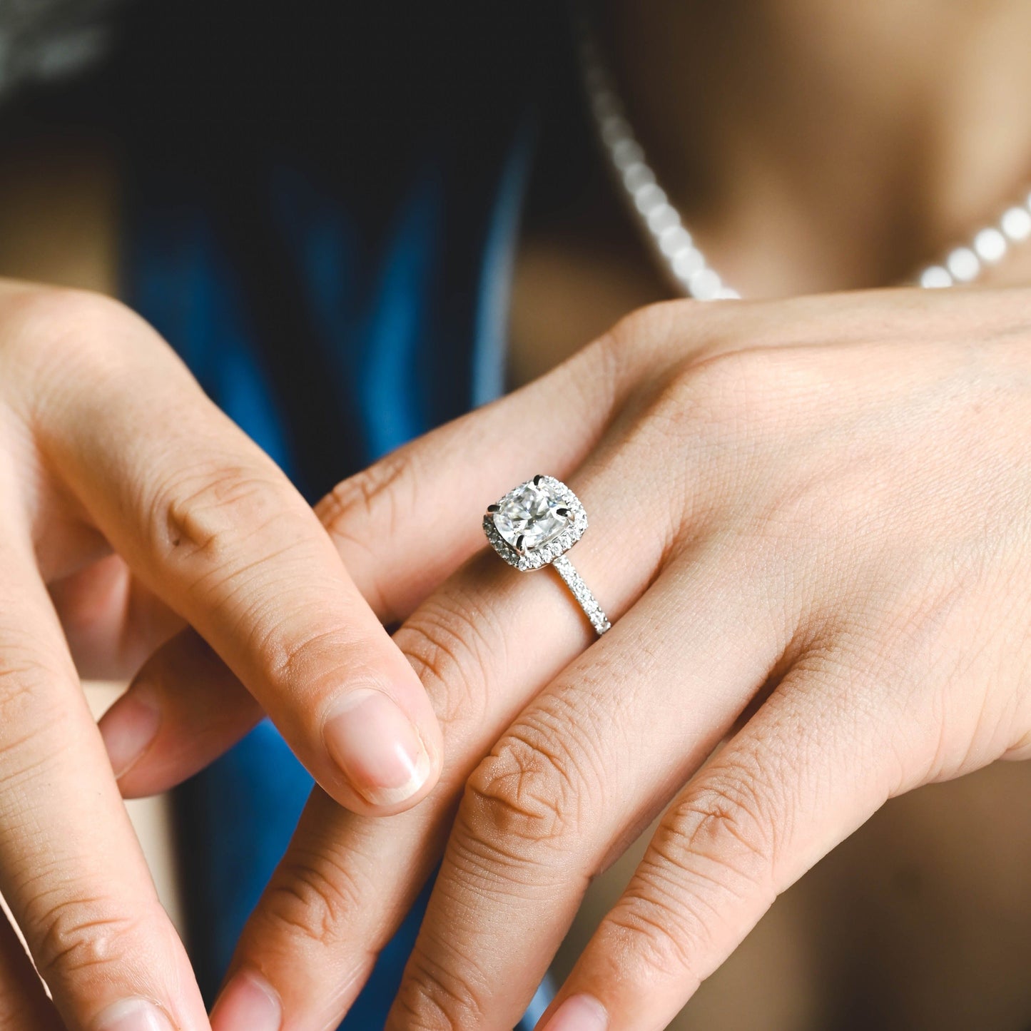 CausYou cushion cut diamond engagement ring Solid Gold D/VS1 Cushion Cut Lab Grown Diamond Engagement Ring, Promise Ring, Gift for Wife