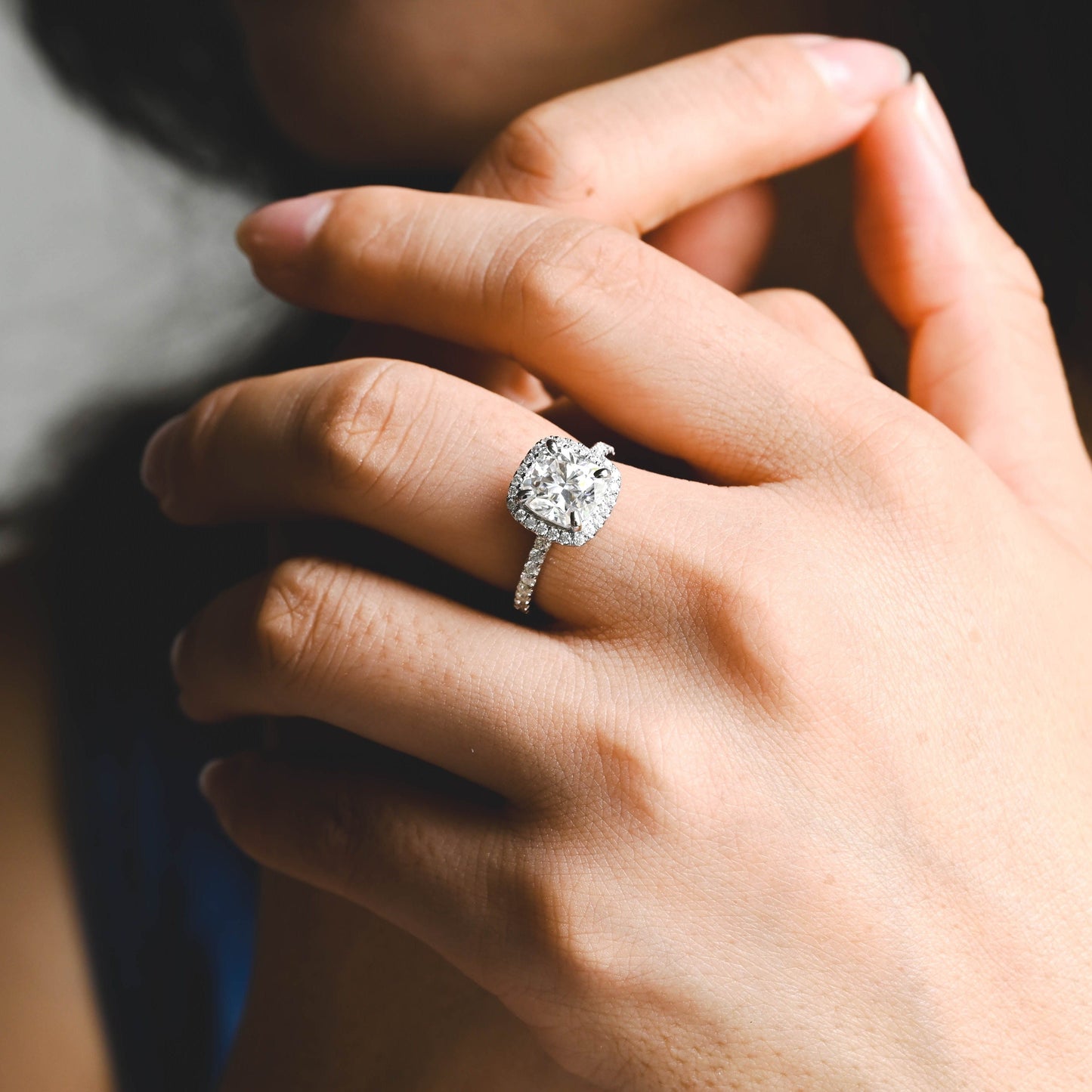 CausYou cushion cut diamond engagement ring Solid Gold D/VS1 Cushion Cut Lab Grown Diamond Engagement Ring, Promise Ring, Gift for Wife