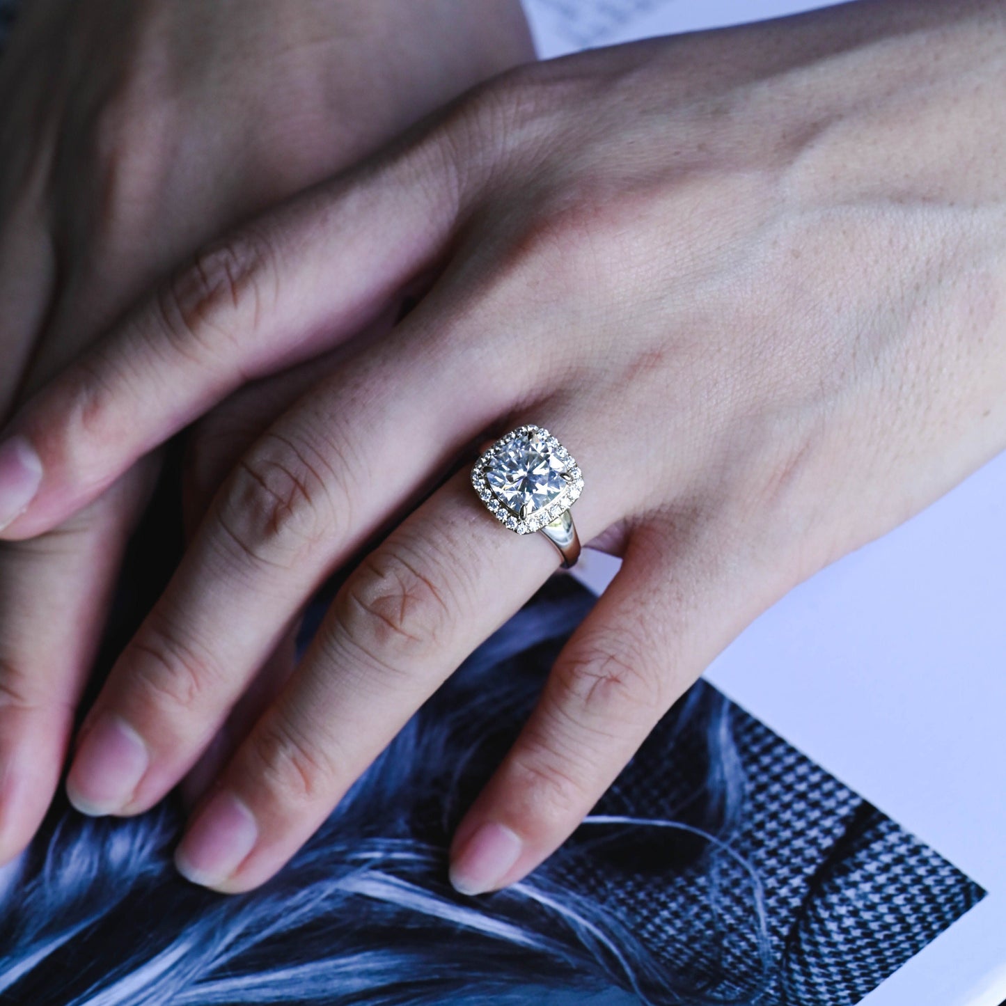 CausYou cushion cut diamond engagement ring Solid Gold D/VS1 Cushion Cut Lab Grown Diamond Engagement Ring, Promise Ring, Gift for Wife