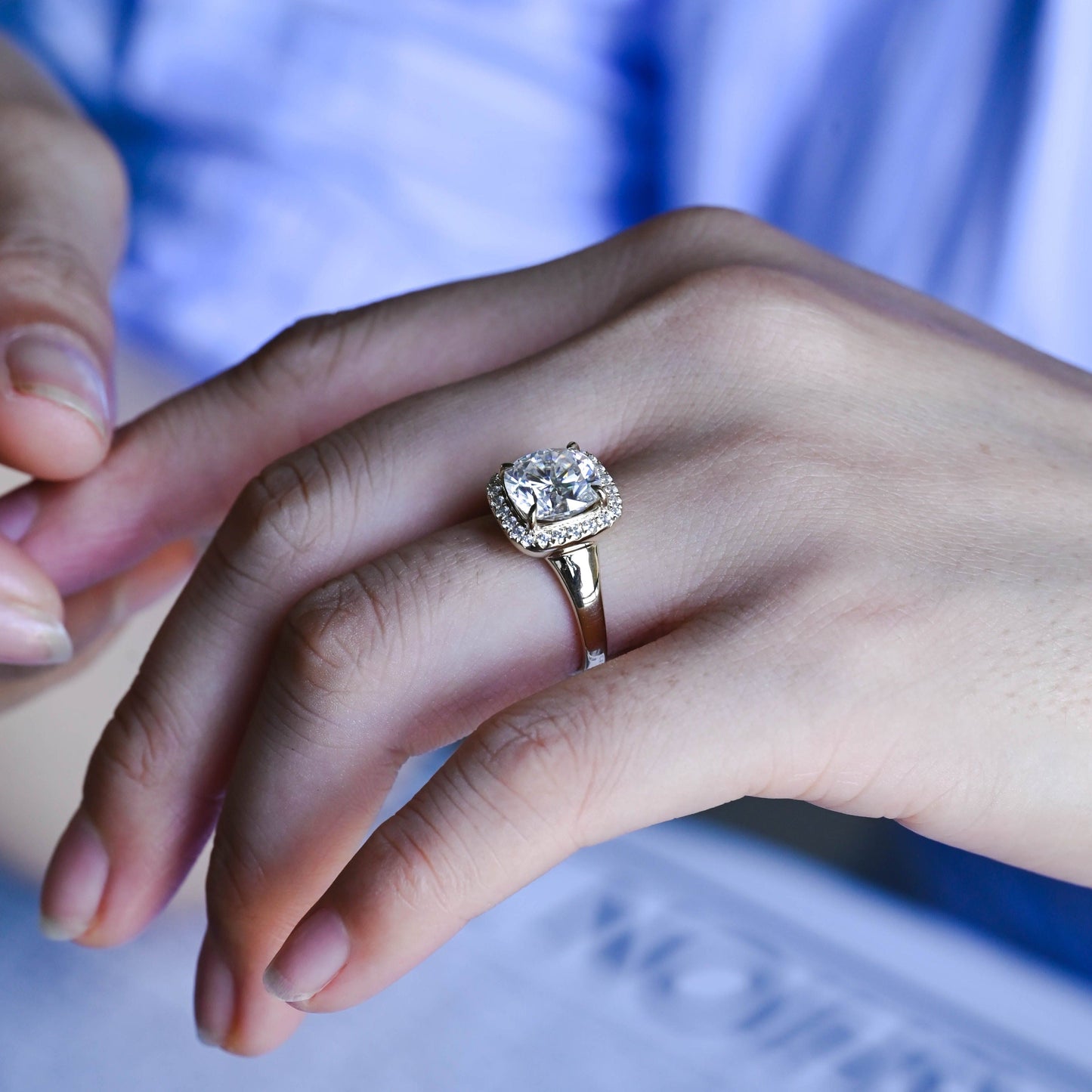 CausYou cushion cut diamond engagement ring Solid Gold D/VS1 Cushion Cut Lab Grown Diamond Engagement Ring, Promise Ring, Gift for Wife