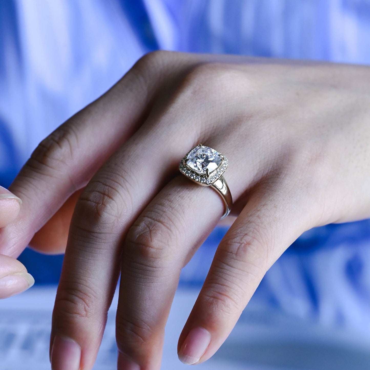 CausYou cushion cut diamond engagement ring Solid Gold D/VS1 Cushion Cut Lab Grown Diamond Engagement Ring, Promise Ring, Gift for Wife