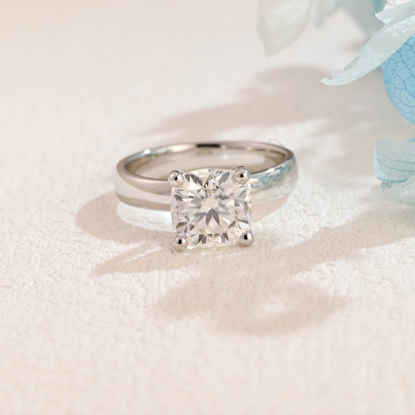 CausYou cushion cut moissanite engagement ring CausYou Solid Gold 3.7mm Width Cushion Cut Moissanite Engagement Ring, Solitaire Cushion Cut Ring, Promise Ring, Gift for Women Wife