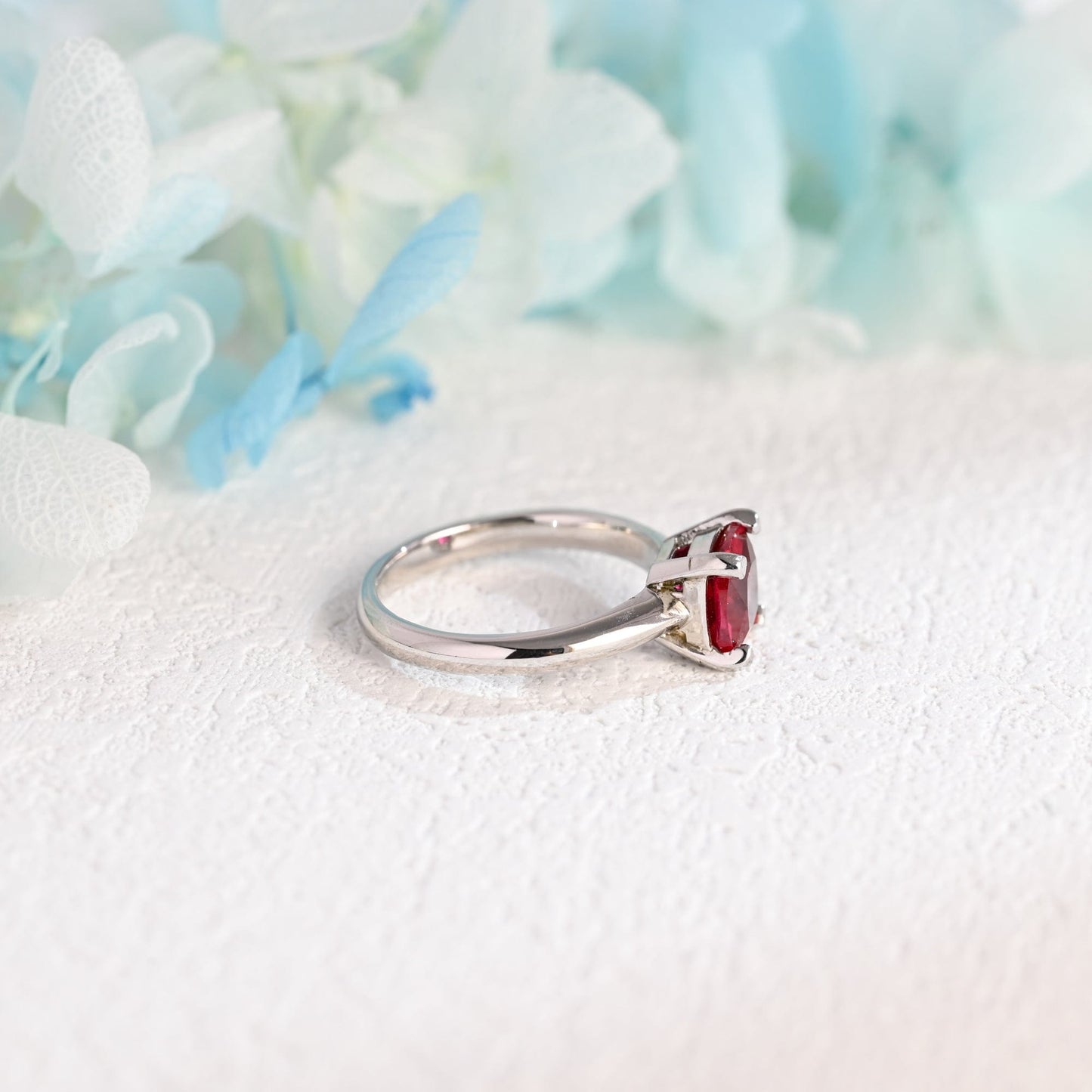 CausYou cushion cut moissanite engagement ring CausYou Solid Gold Cushion Cut Lab Grown Ruby Engagement Ring, Promise Ring, Proposal Ring, Gift for Women Wife