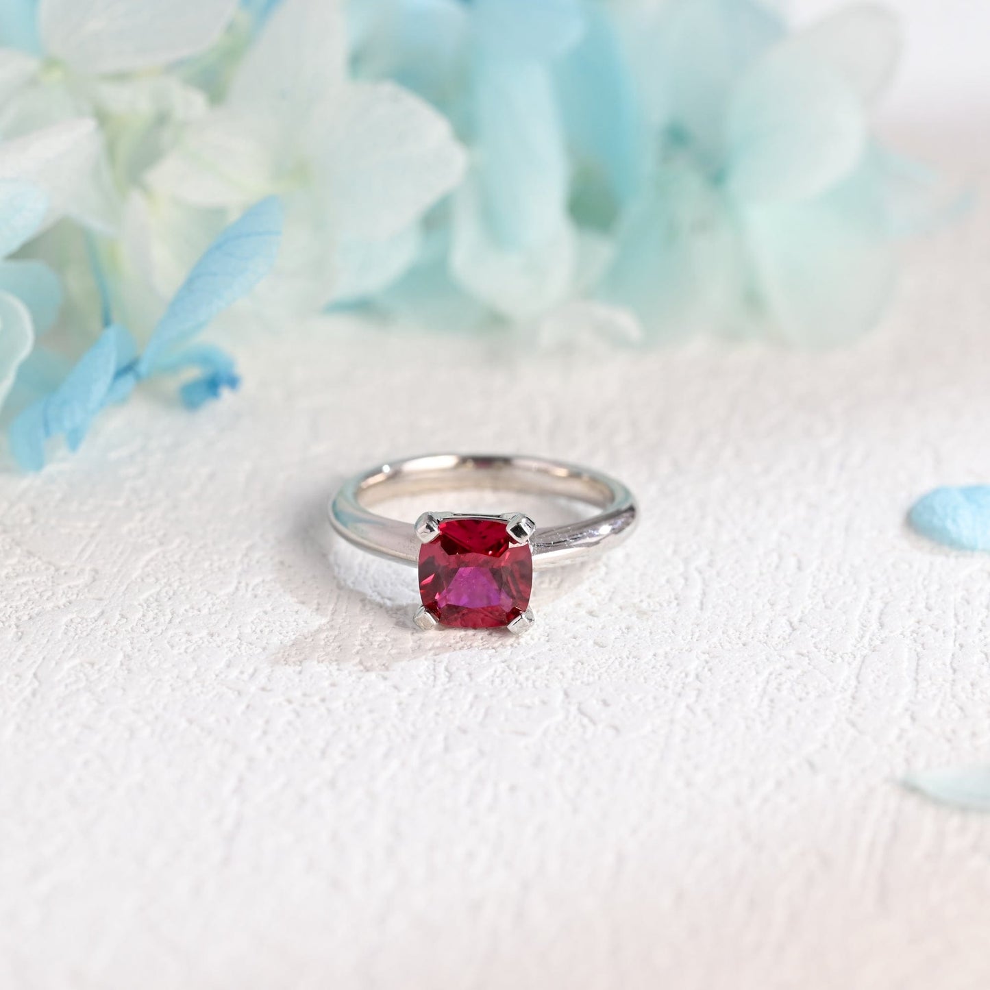 CausYou cushion cut moissanite engagement ring CausYou Solid Gold Cushion Cut Lab Grown Ruby Engagement Ring, Promise Ring, Proposal Ring, Gift for Women Wife