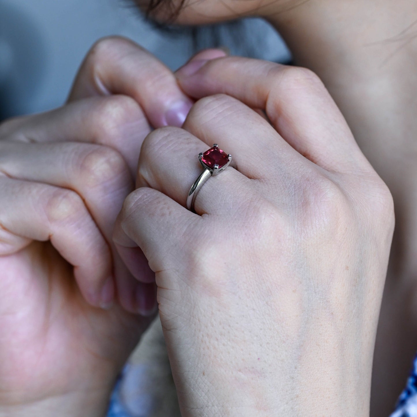CausYou cushion cut moissanite engagement ring CausYou Solid Gold Cushion Cut Lab Grown Ruby Engagement Ring, Promise Ring, Proposal Ring, Gift for Women Wife