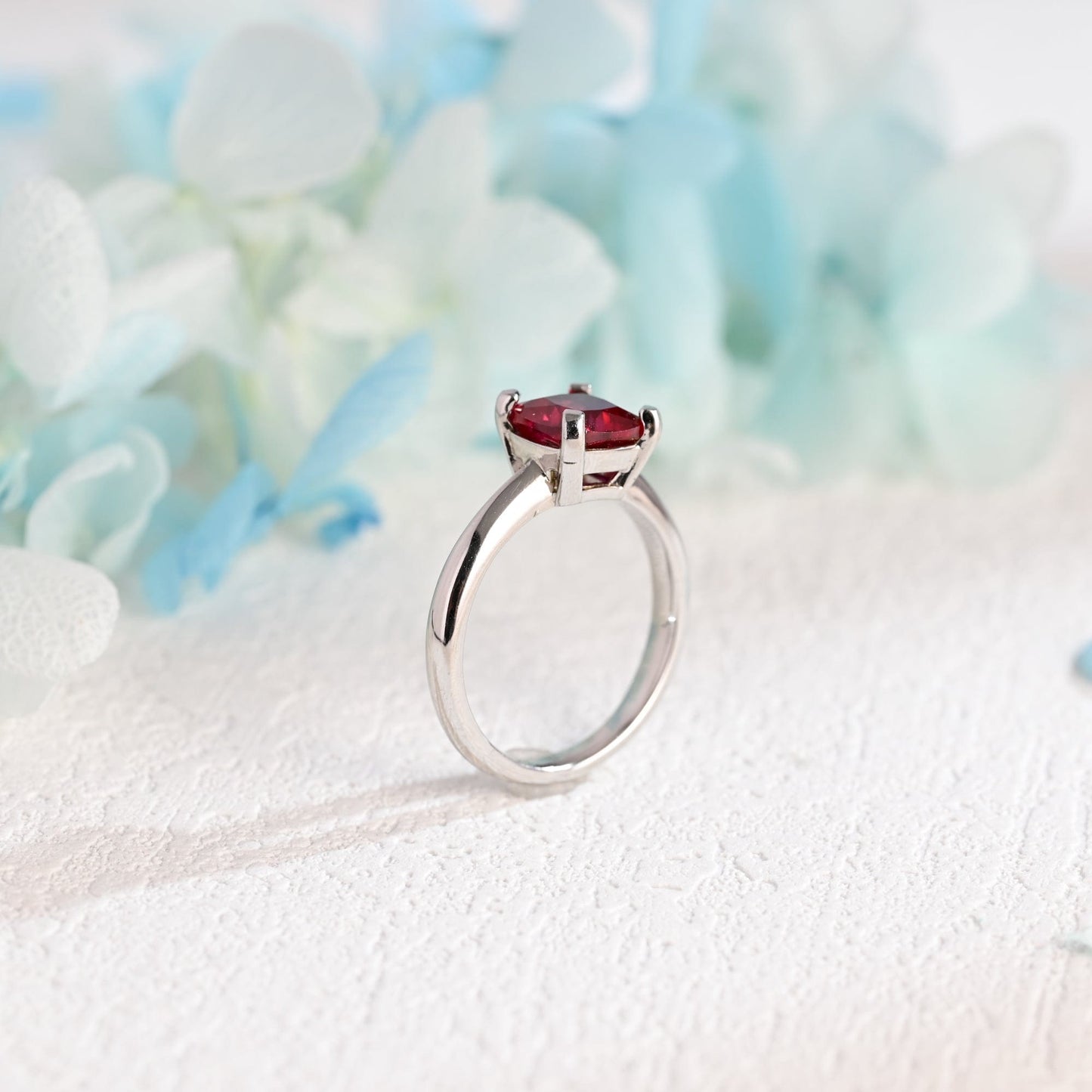 CausYou cushion cut moissanite engagement ring CausYou Solid Gold Cushion Cut Lab Grown Ruby Engagement Ring, Promise Ring, Proposal Ring, Gift for Women Wife