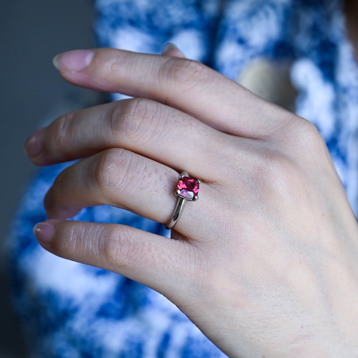 CausYou cushion cut moissanite engagement ring CausYou Solid Gold Cushion Cut Lab Grown Ruby Engagement Ring, Promise Ring, Proposal Ring, Gift for Women Wife