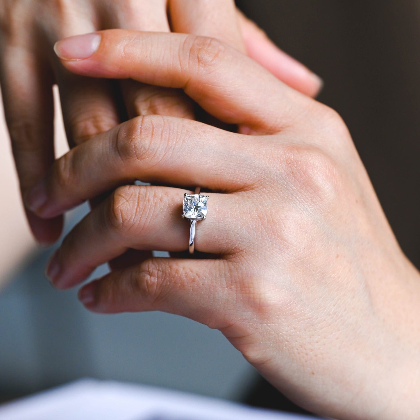 CausYou cushion cut moissanite engagement ring CausYou Solid Gold Cushion Cut Moissanite Engagement Ring, Promise Ring, Proposal Ring, Gift for Women Wife