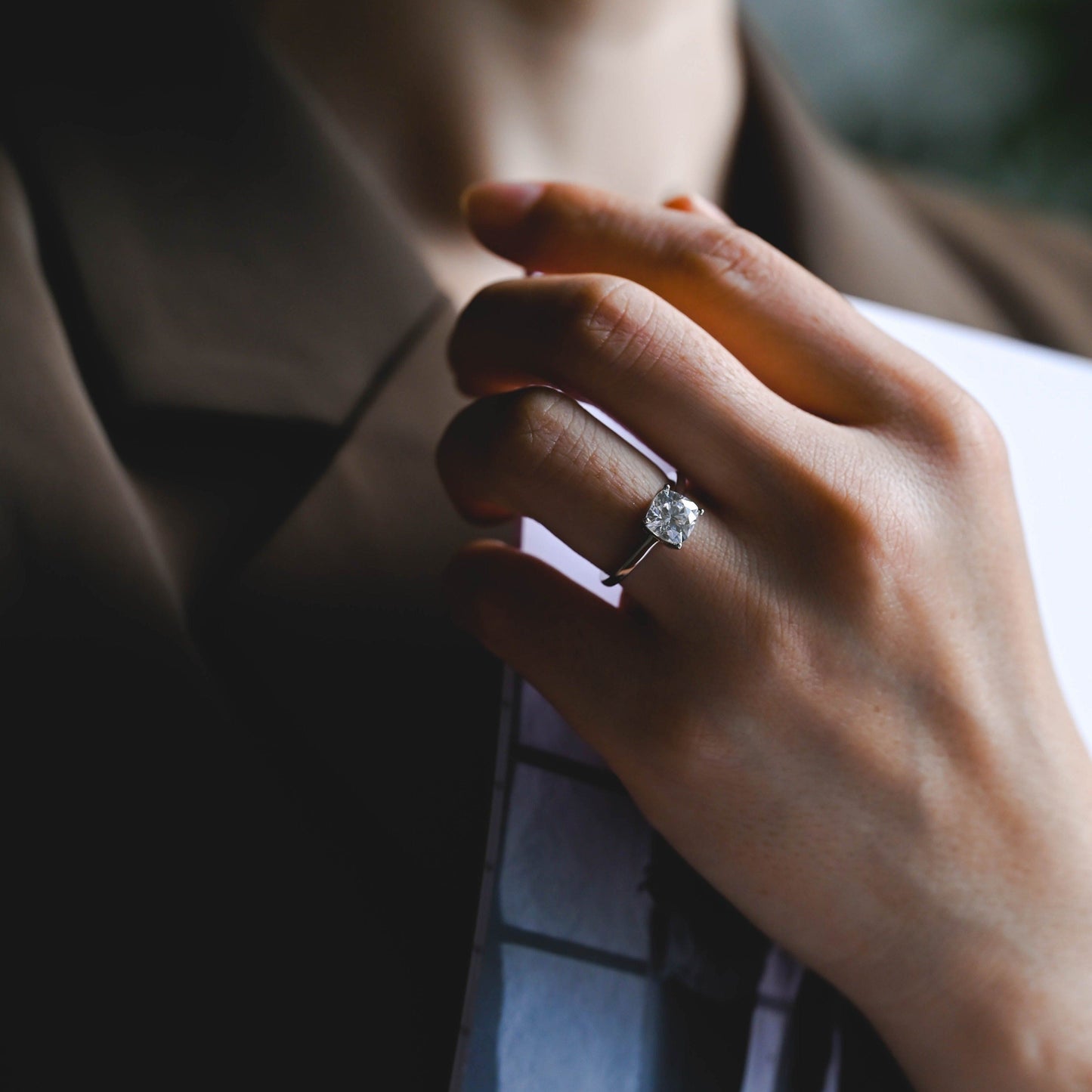 CausYou cushion cut moissanite engagement ring CausYou Solid Gold Cushion Cut Moissanite Engagement Ring, Promise Ring, Proposal Ring, Gift for Women Wife