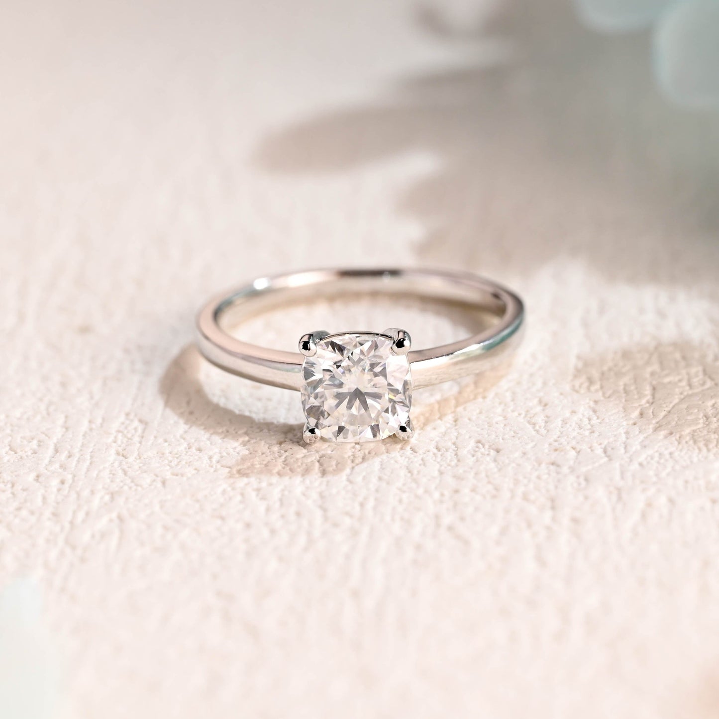 CausYou cushion cut moissanite engagement ring CausYou Solid Gold Cushion Cut Moissanite Engagement Ring, Solitaire Proposal Ring for Women Wife