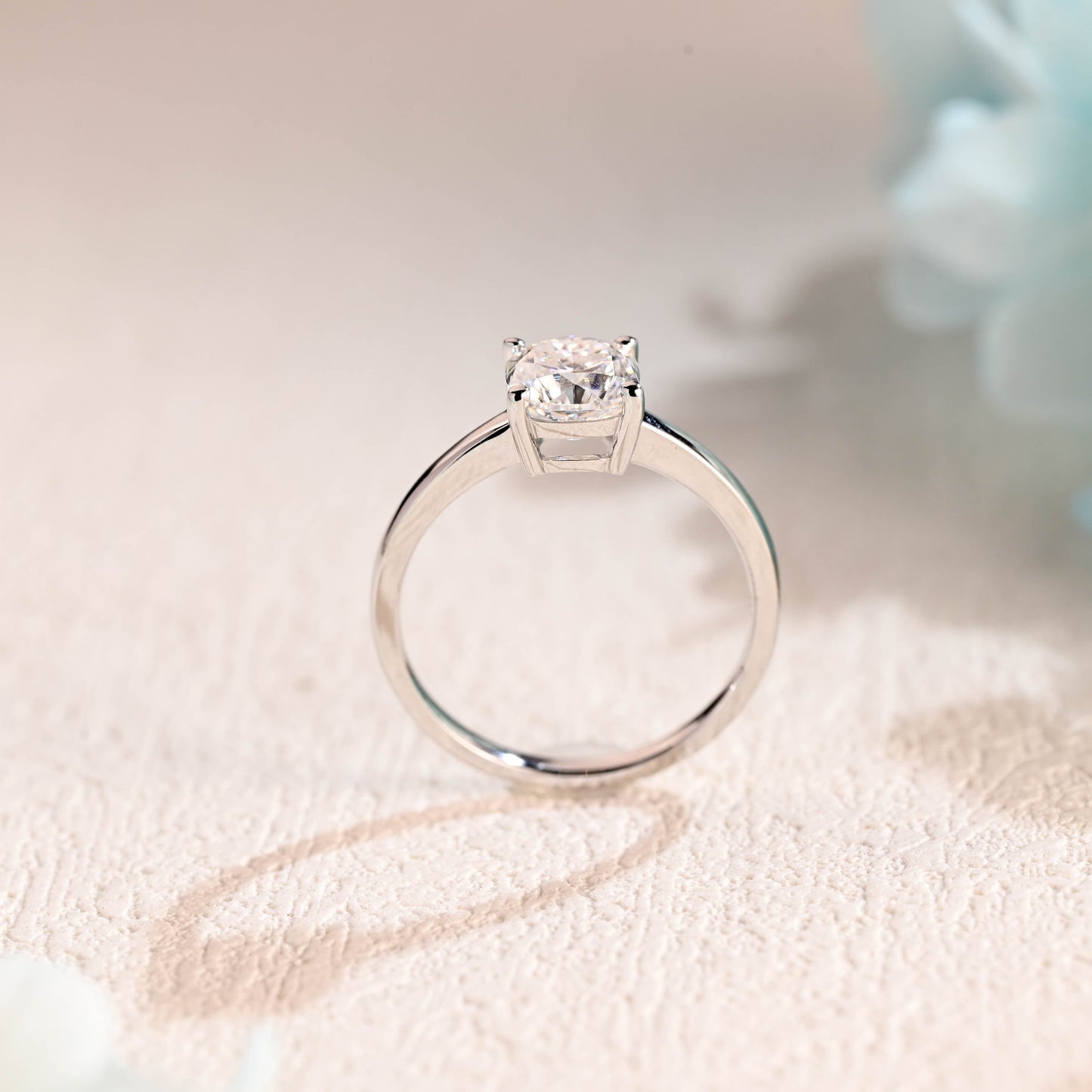 CausYou cushion cut moissanite engagement ring CausYou Solid Gold Cushion Cut Moissanite Engagement Ring, Solitaire Proposal Ring for Women Wife