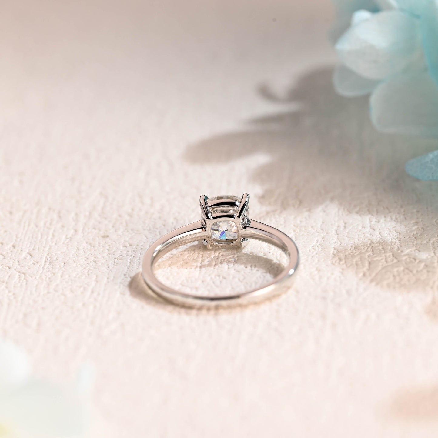 CausYou cushion cut moissanite engagement ring CausYou Solid Gold Cushion Cut Moissanite Engagement Ring, Solitaire Proposal Ring for Women Wife