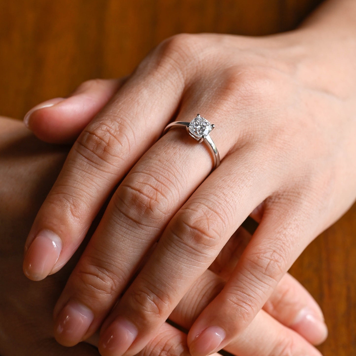 CausYou cushion cut moissanite engagement ring CausYou Solid Gold Cushion Cut Moissanite Engagement Ring, Solitaire Proposal Ring for Women Wife